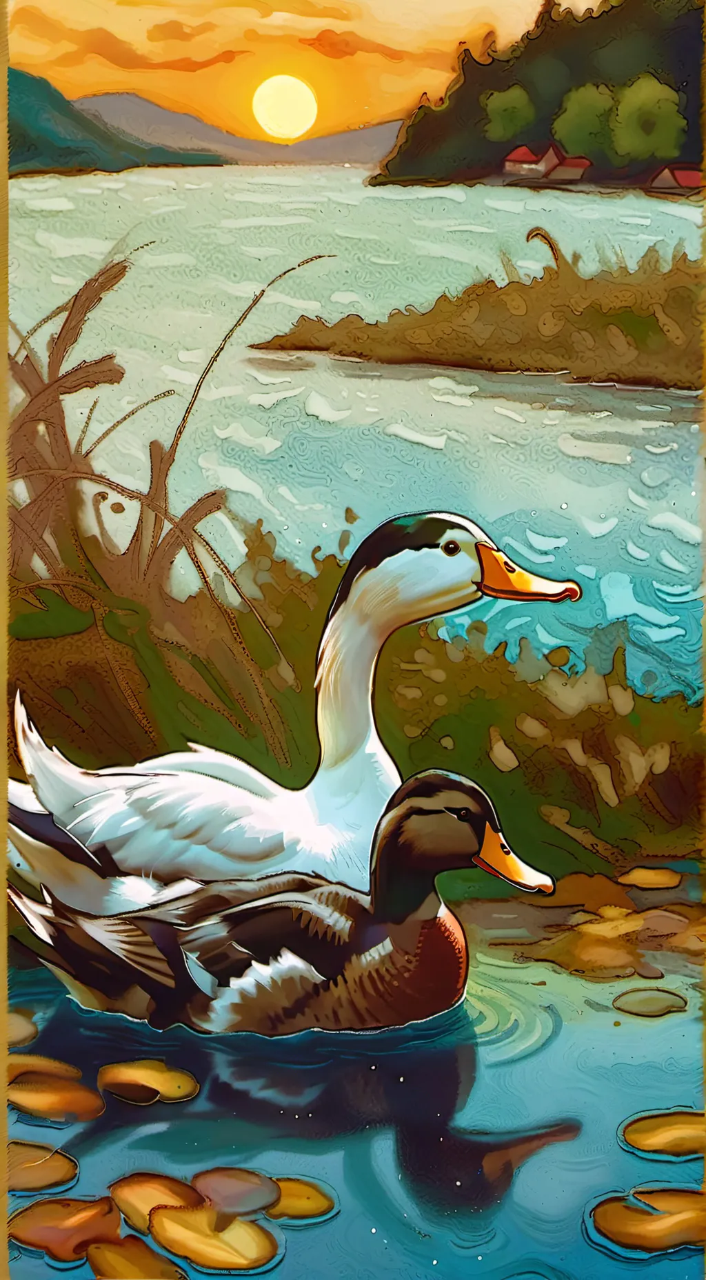 ai character: Duck migration  background