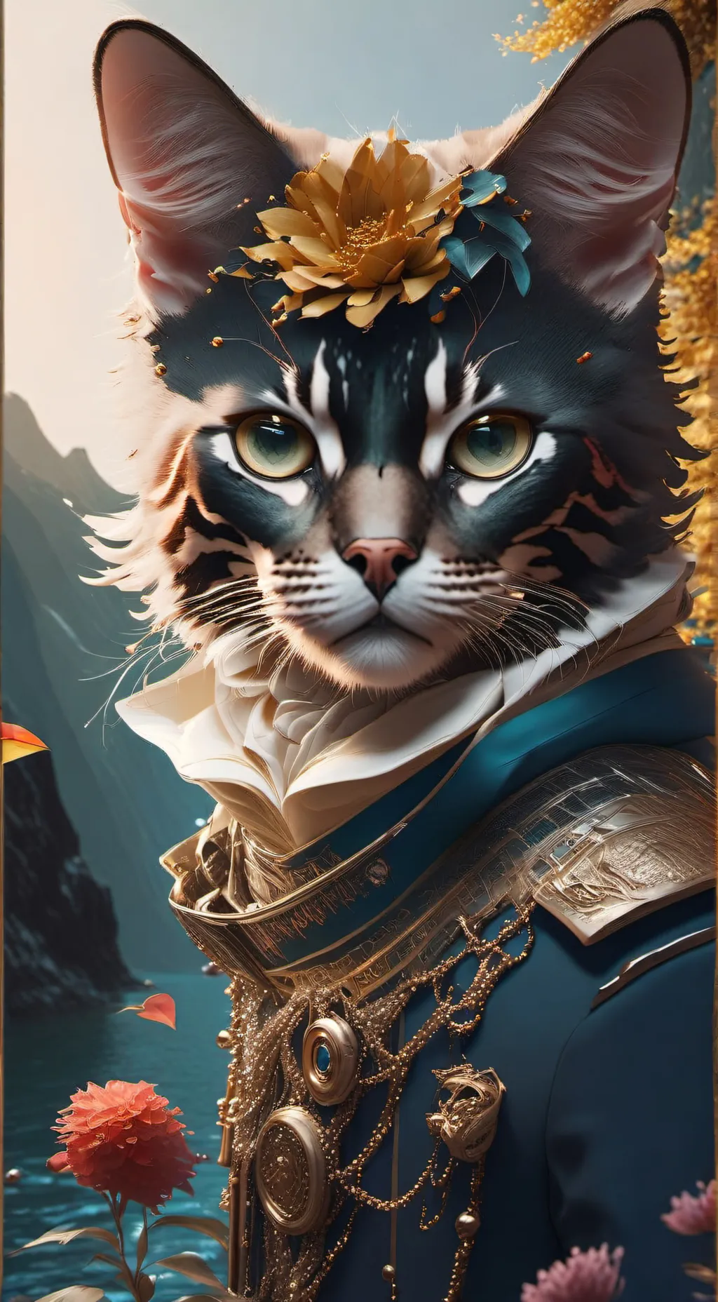 ai character: gatto con il ca background