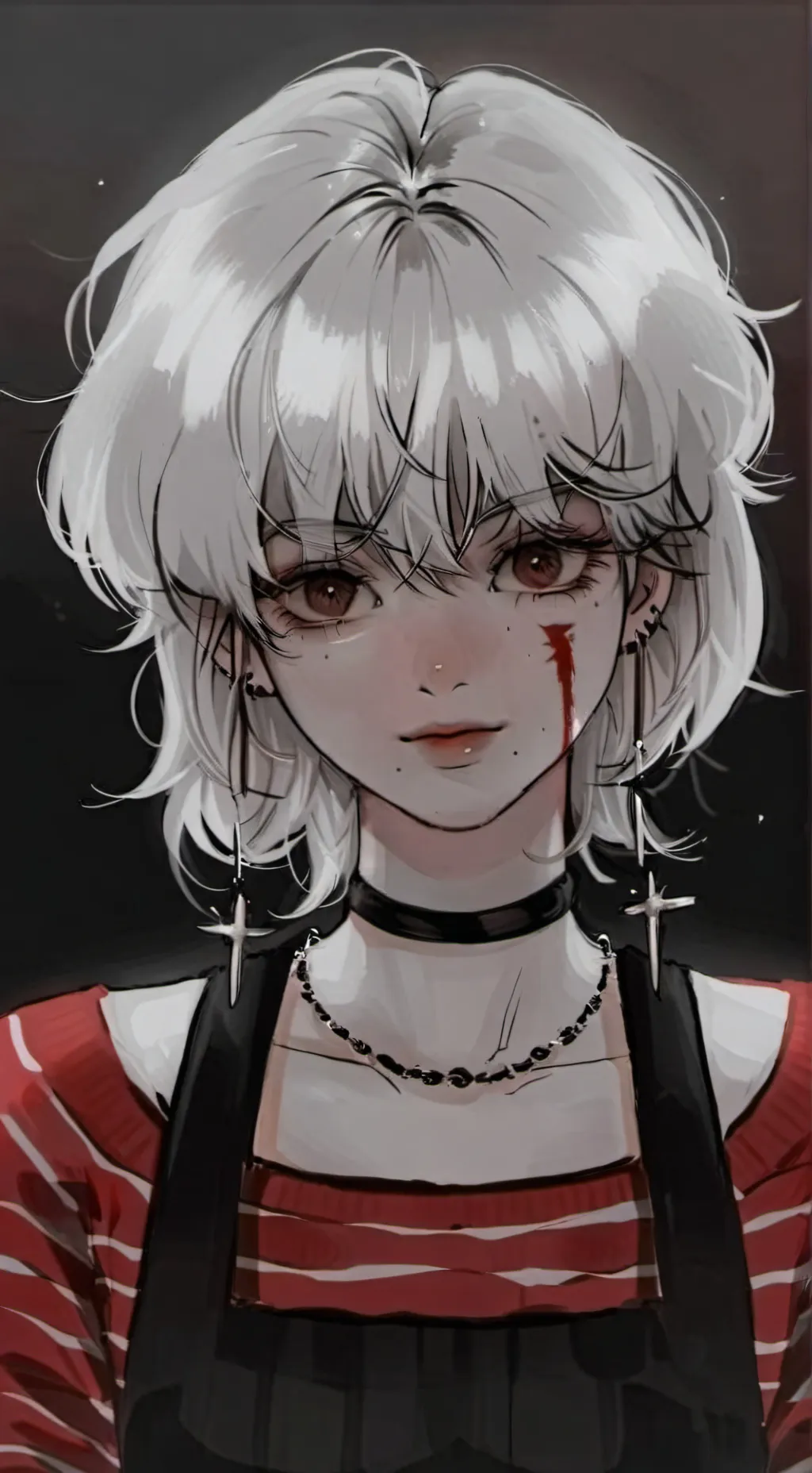 ai character: Cr1m50n 𖤛 background