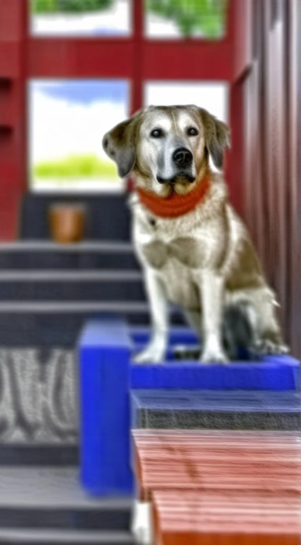 ai character: perro con mansana background