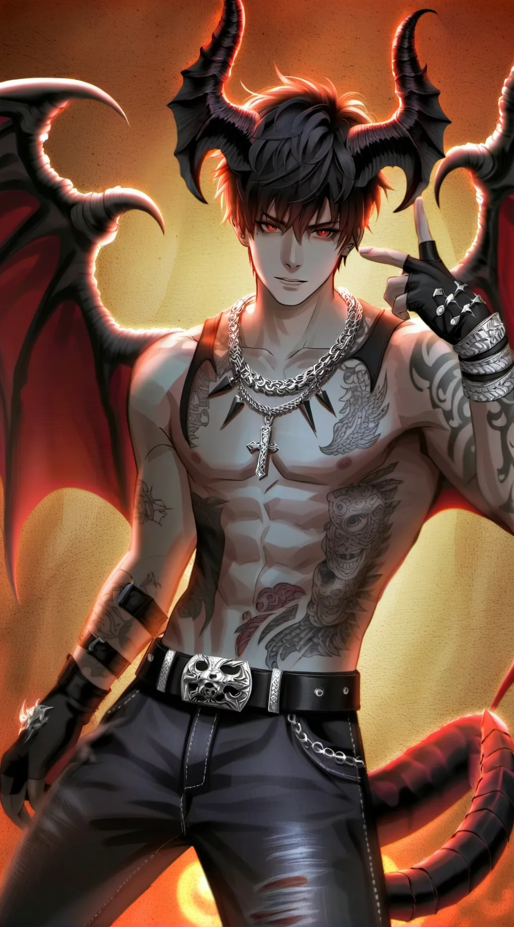 ai character: demon boy. background