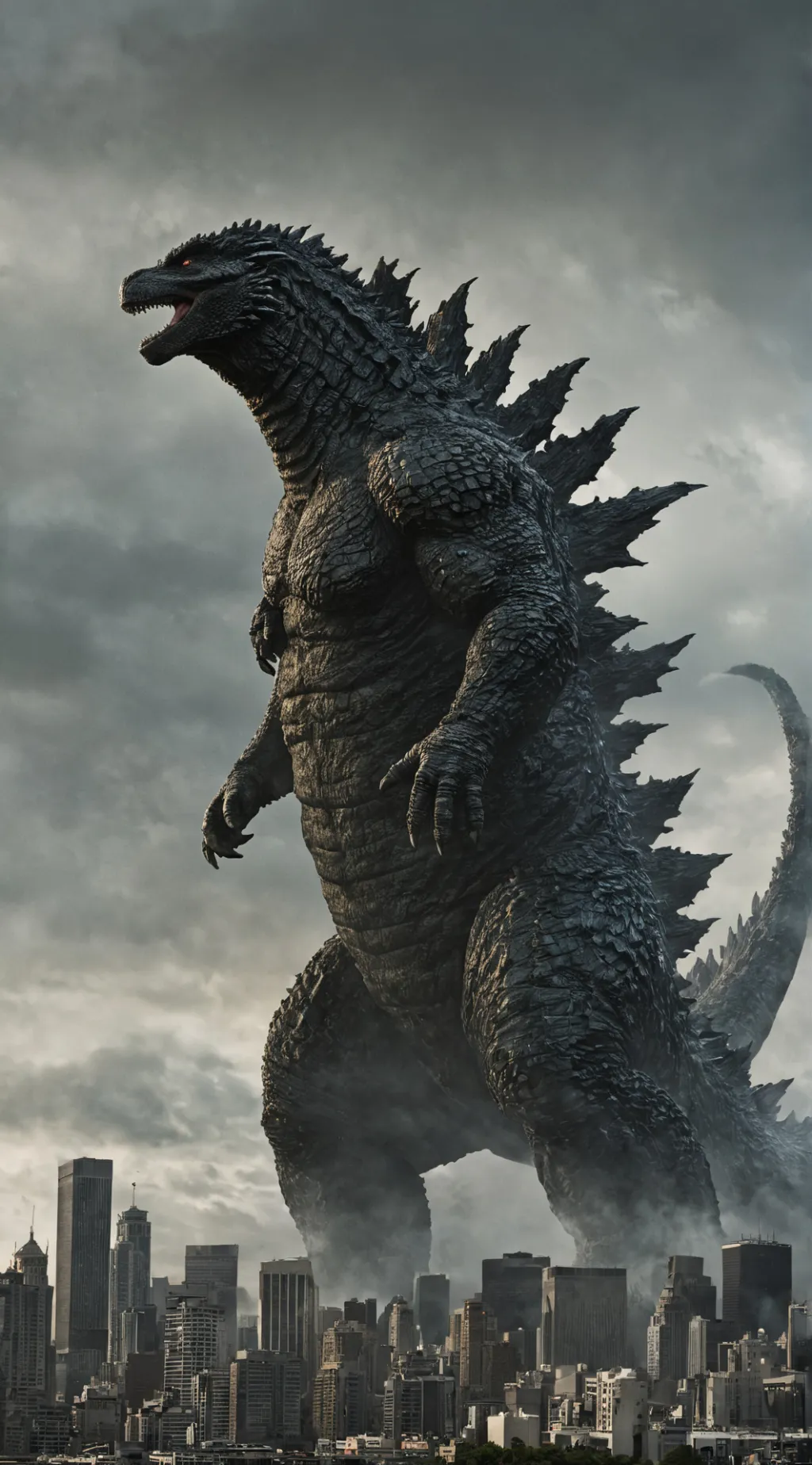 ai character: Godzilla KOM background