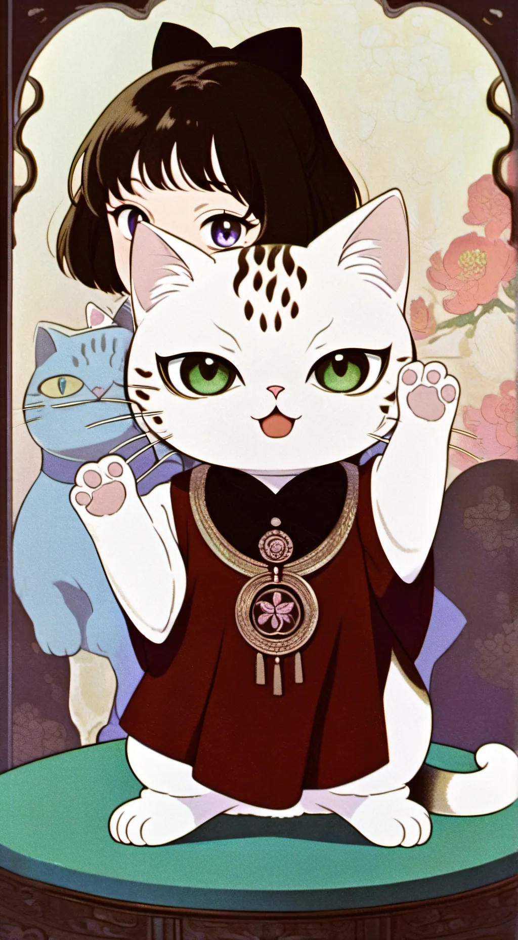 ai character: beckoning cat background