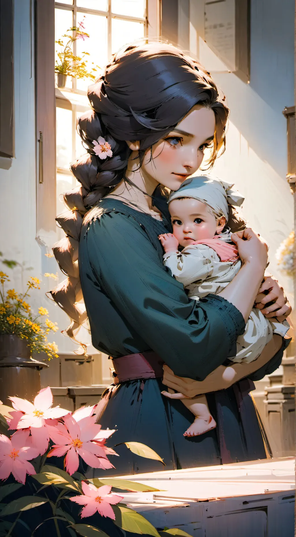 ai character: a little baby  background