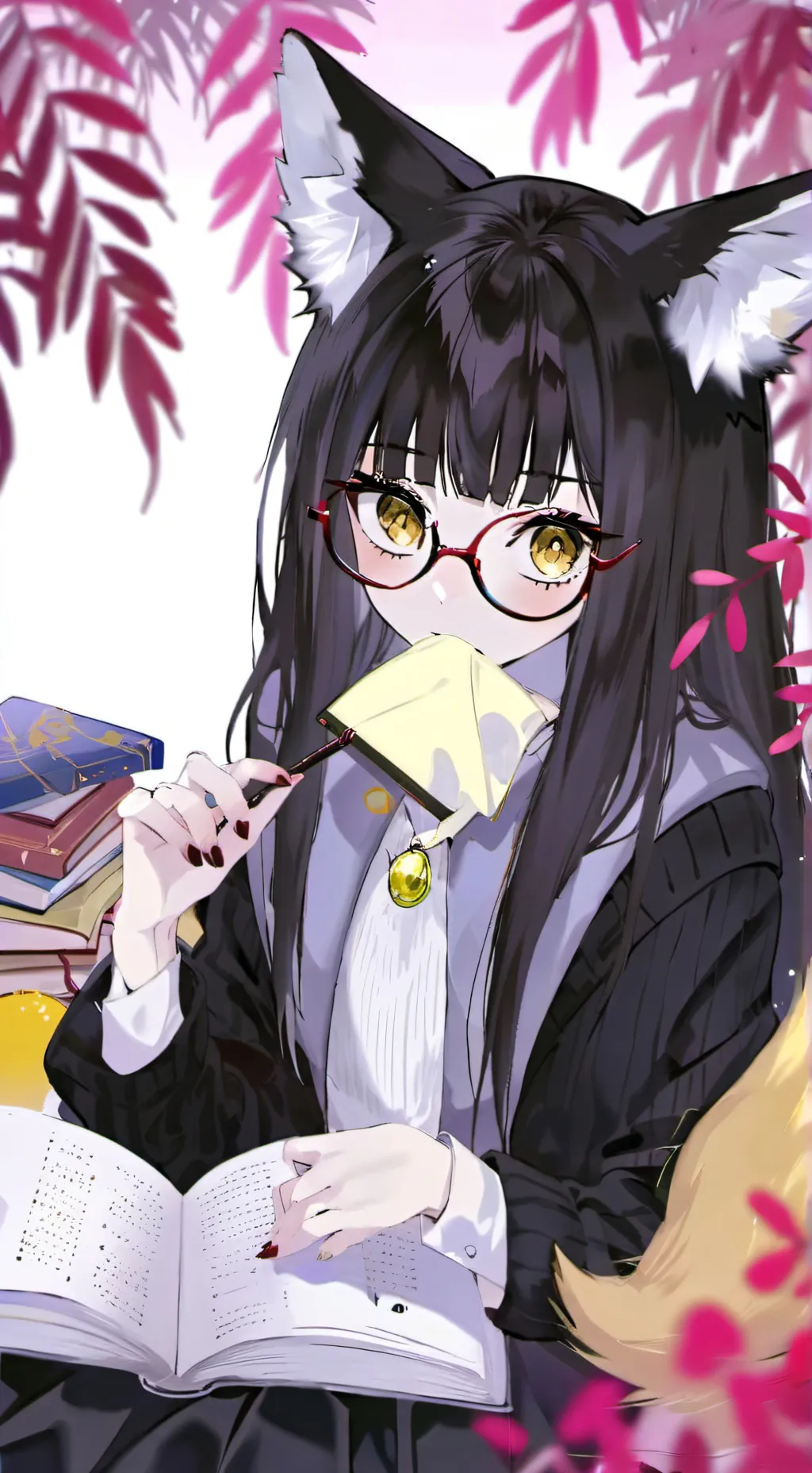 ai character: bookworm background