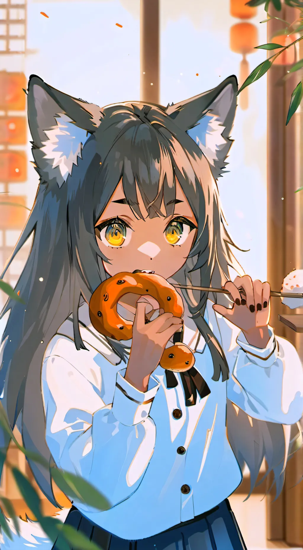ai character: Wolf Girl Furry background