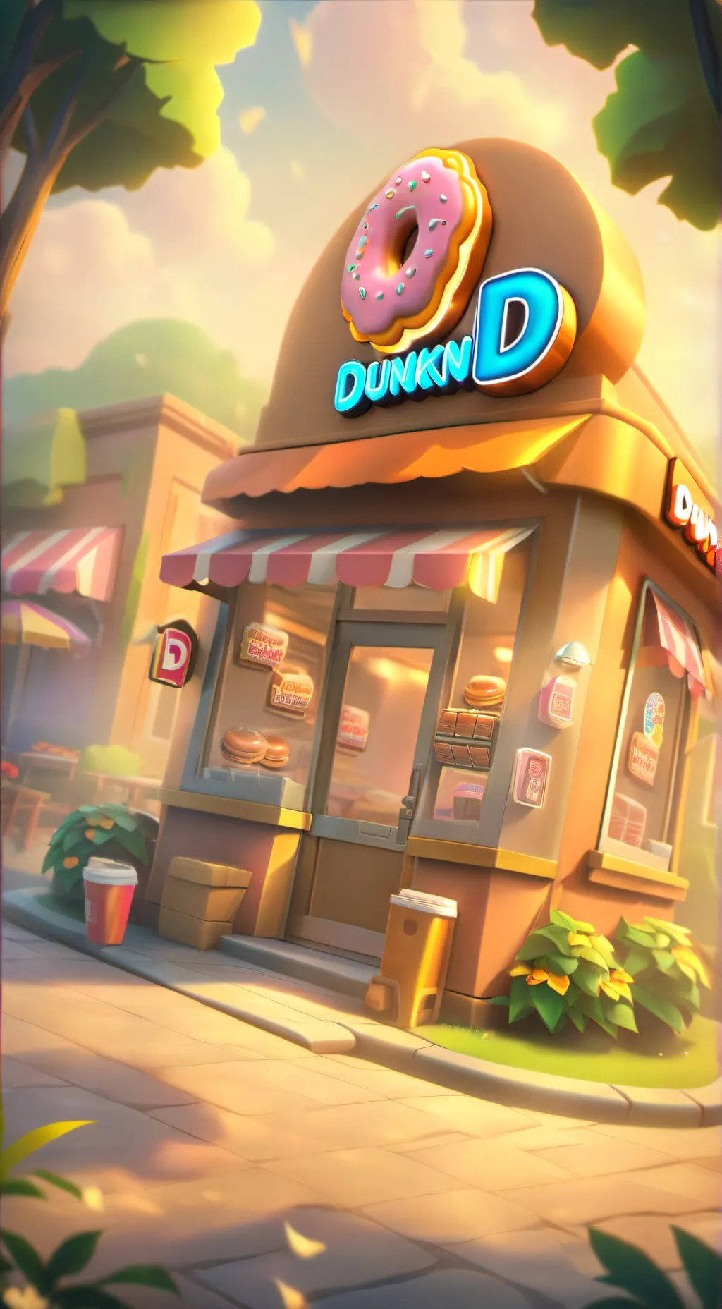 ai character: Dunkin Donuts background