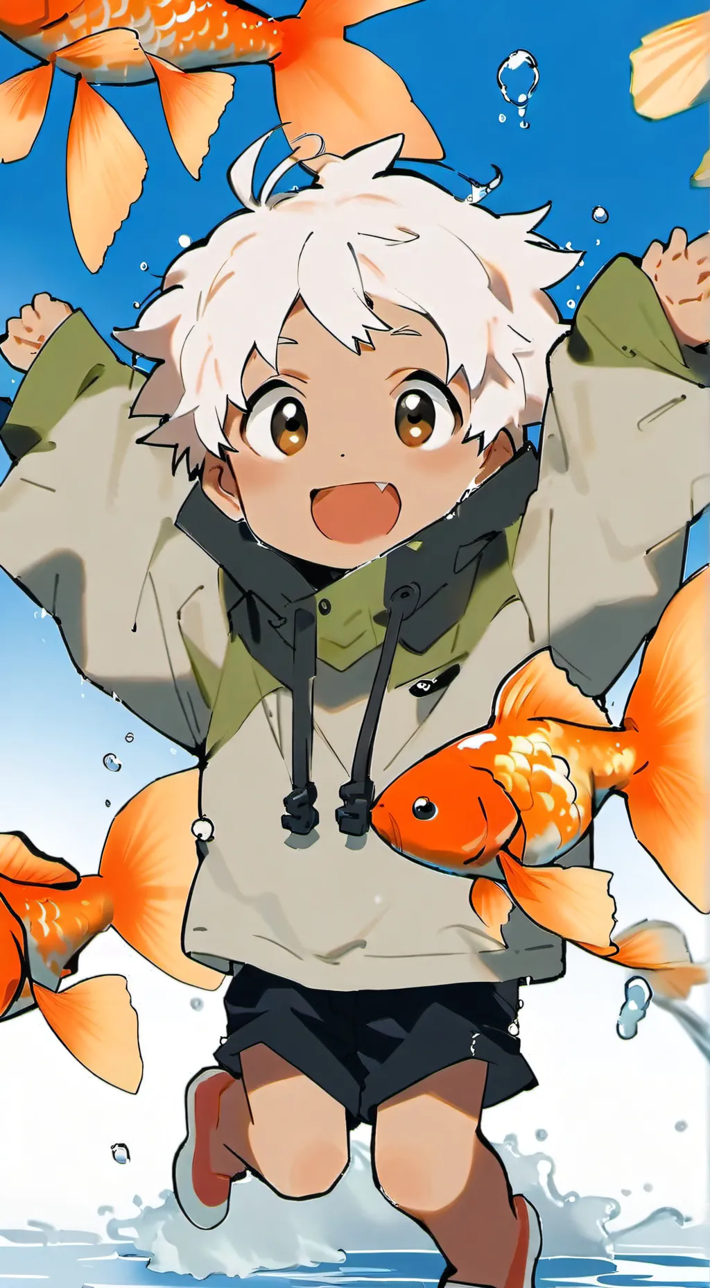 ai character: Orange Goldfish Furry background