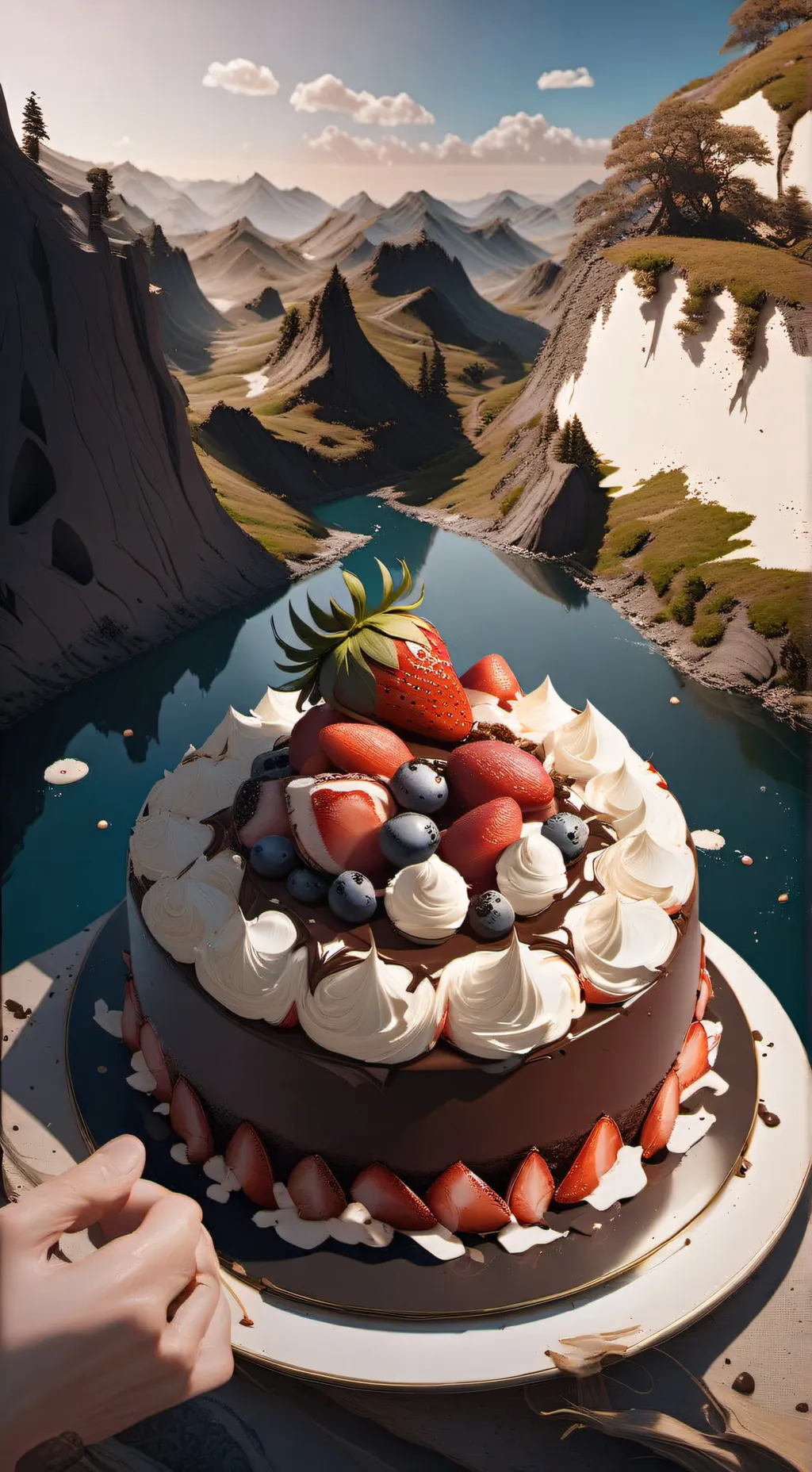 ai character: Fruitcake🖤🩶🤍 background