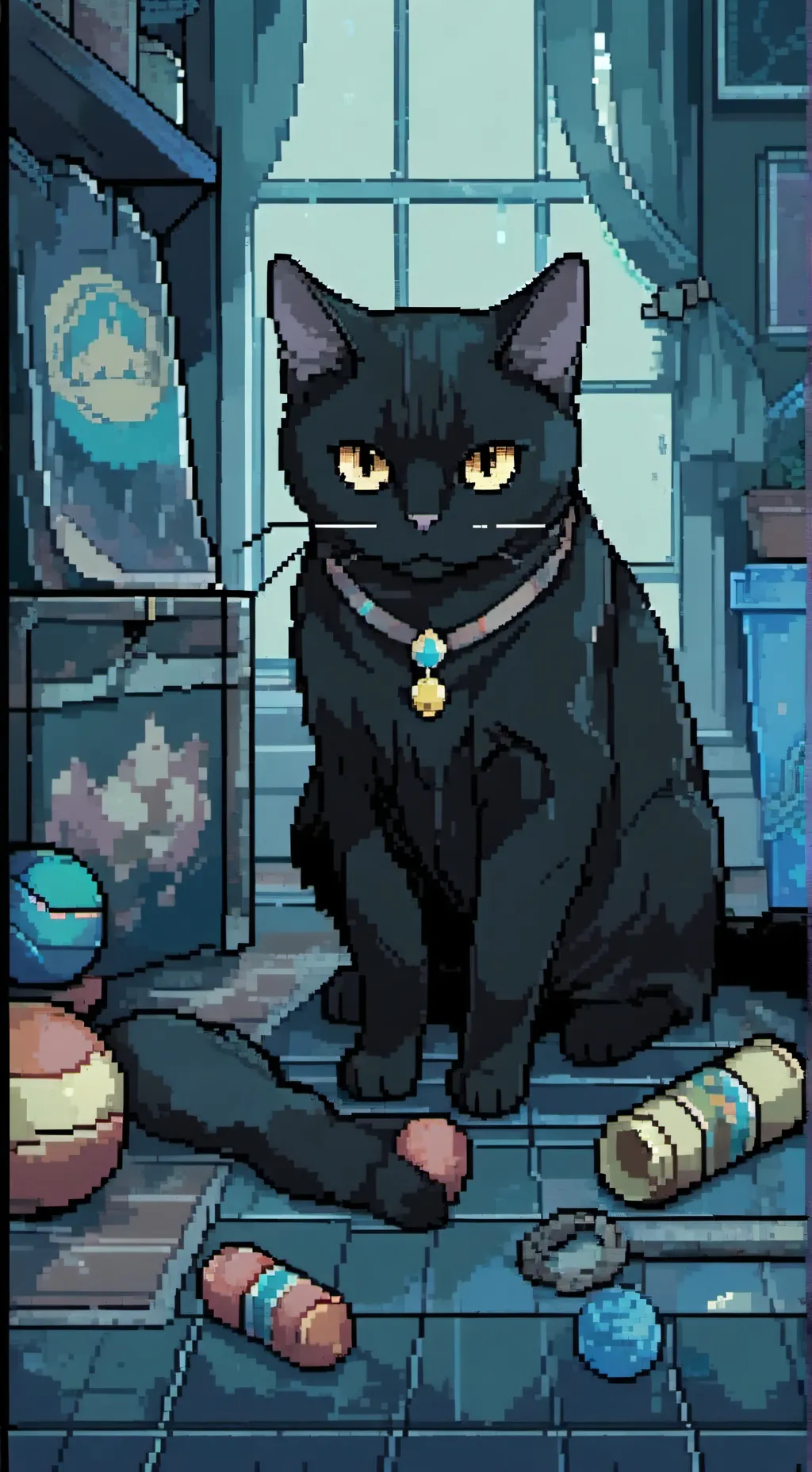 ai character: black cat background