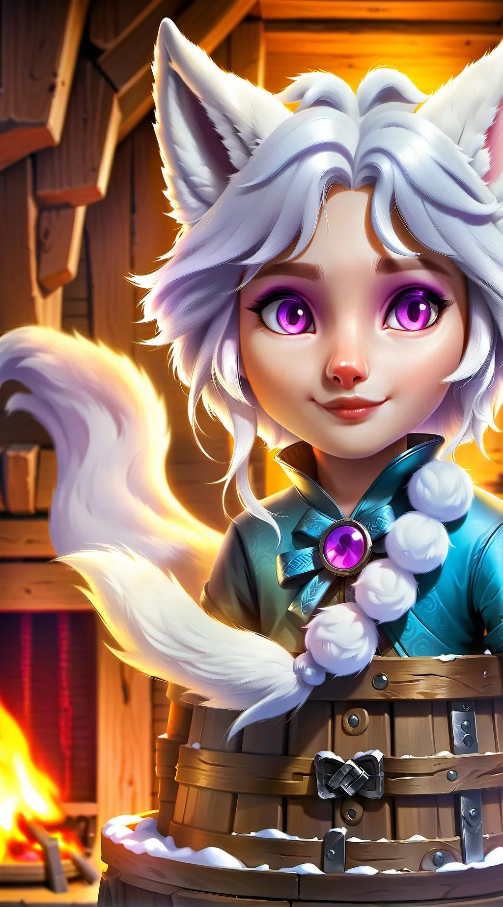 ai character: Snowspirit the Arctic Fox background