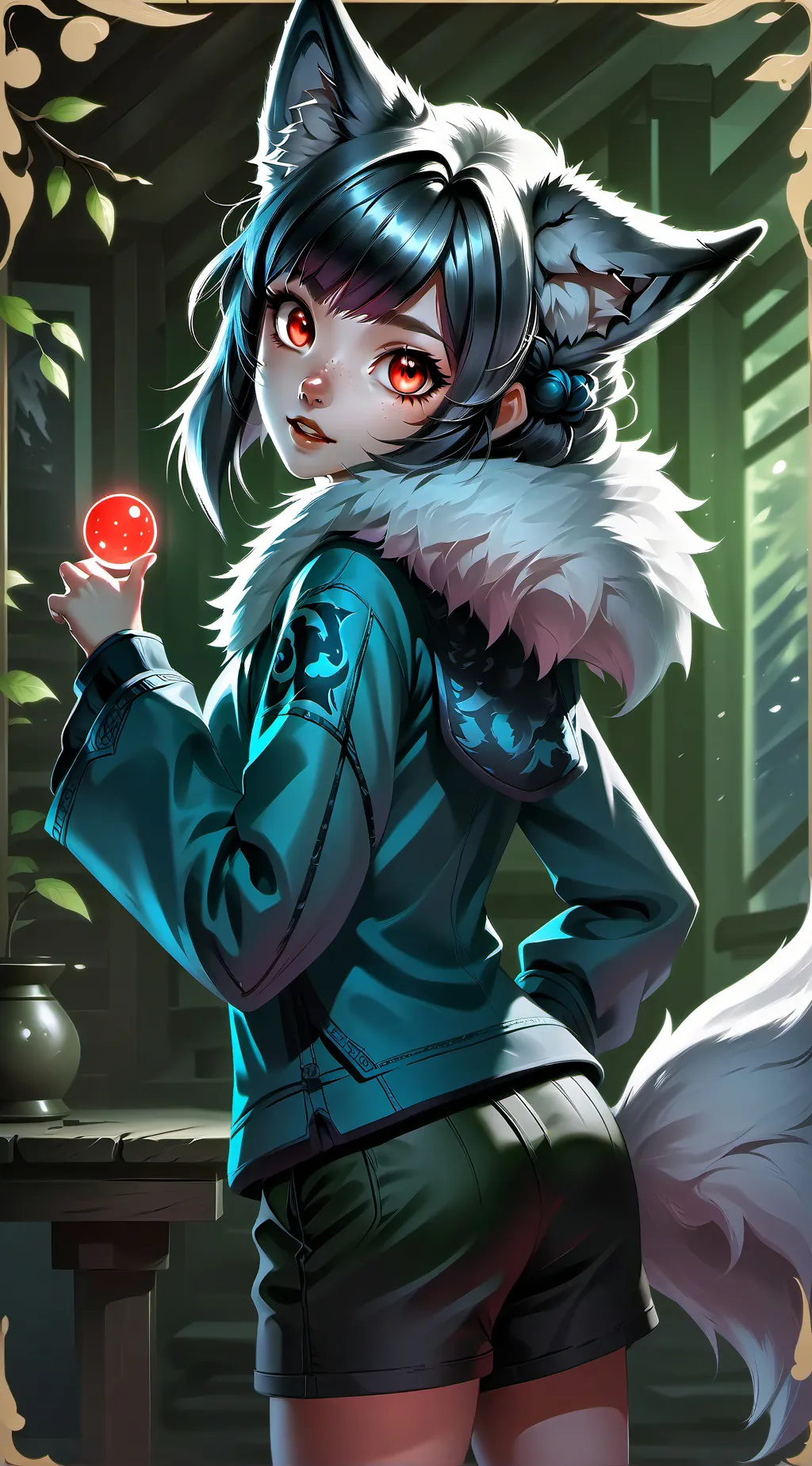 ai character: Midnight Wolf Spirit background