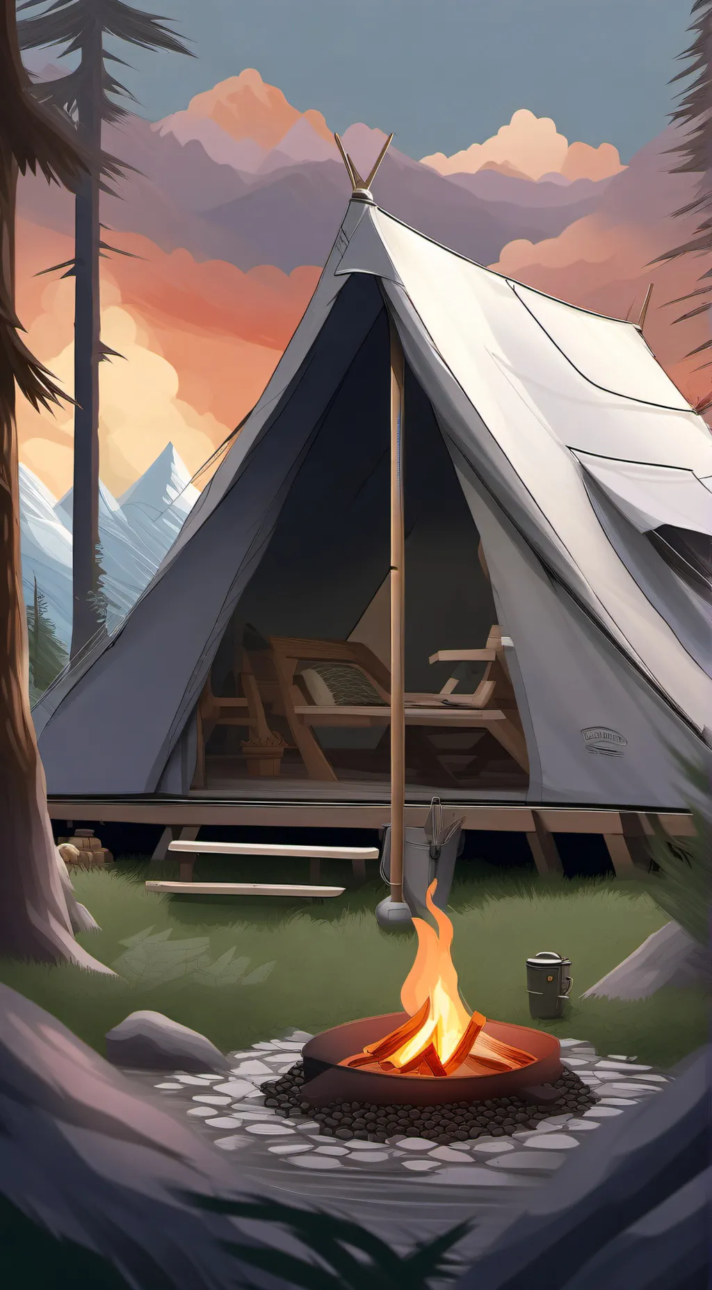 ai character: Cod (camping) background