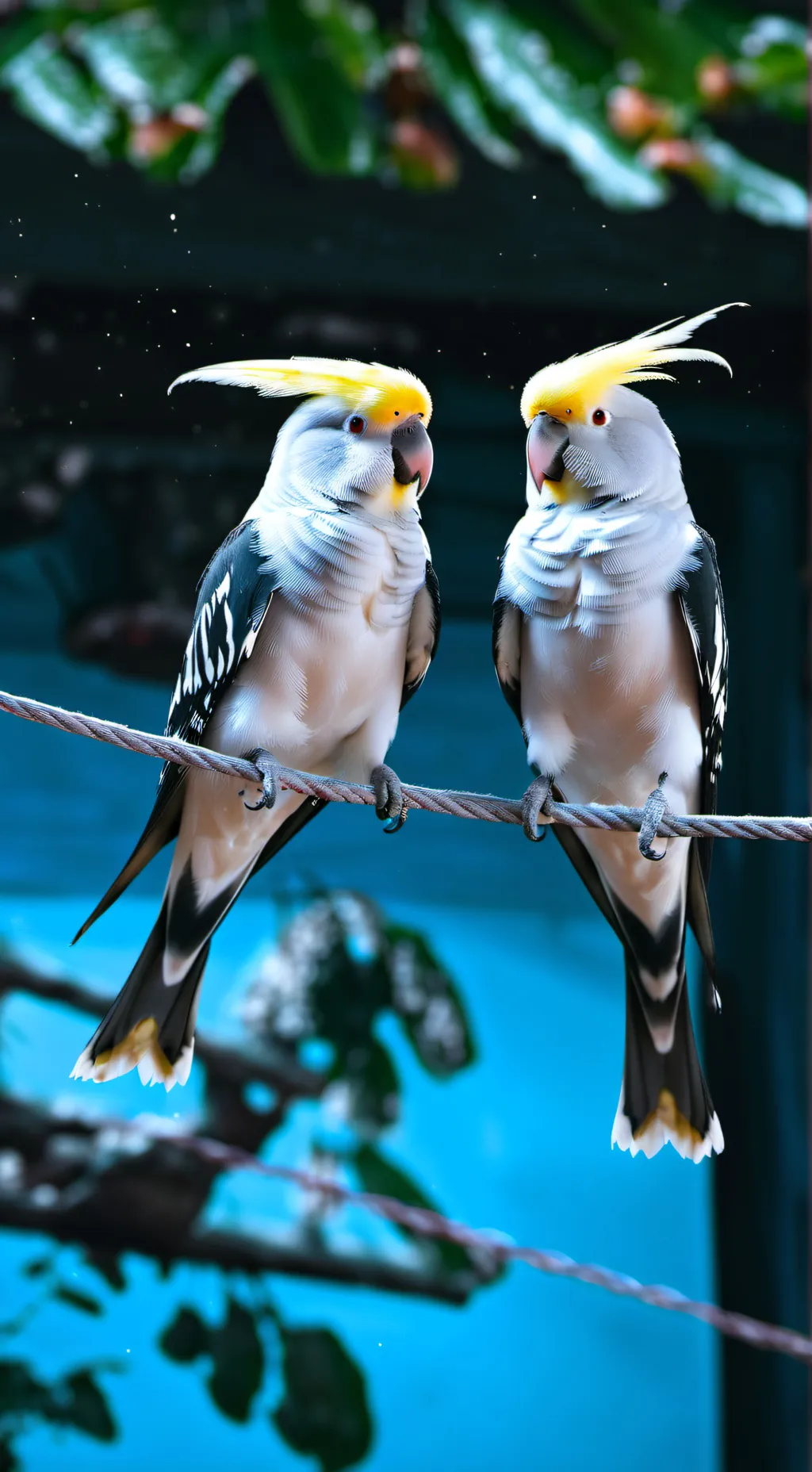 ai character: Two cockatiel  background