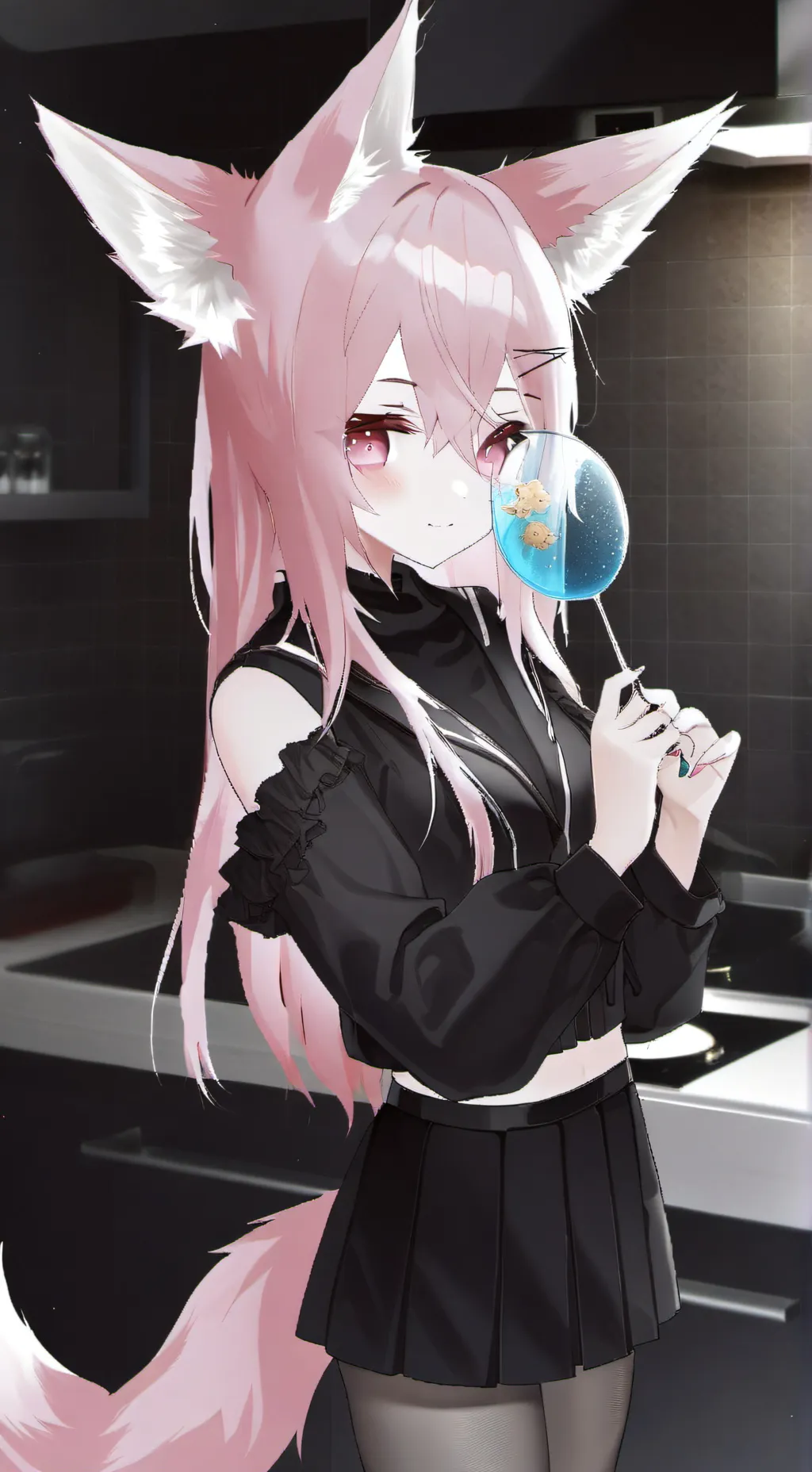 ai character: Pink Fox Furry background