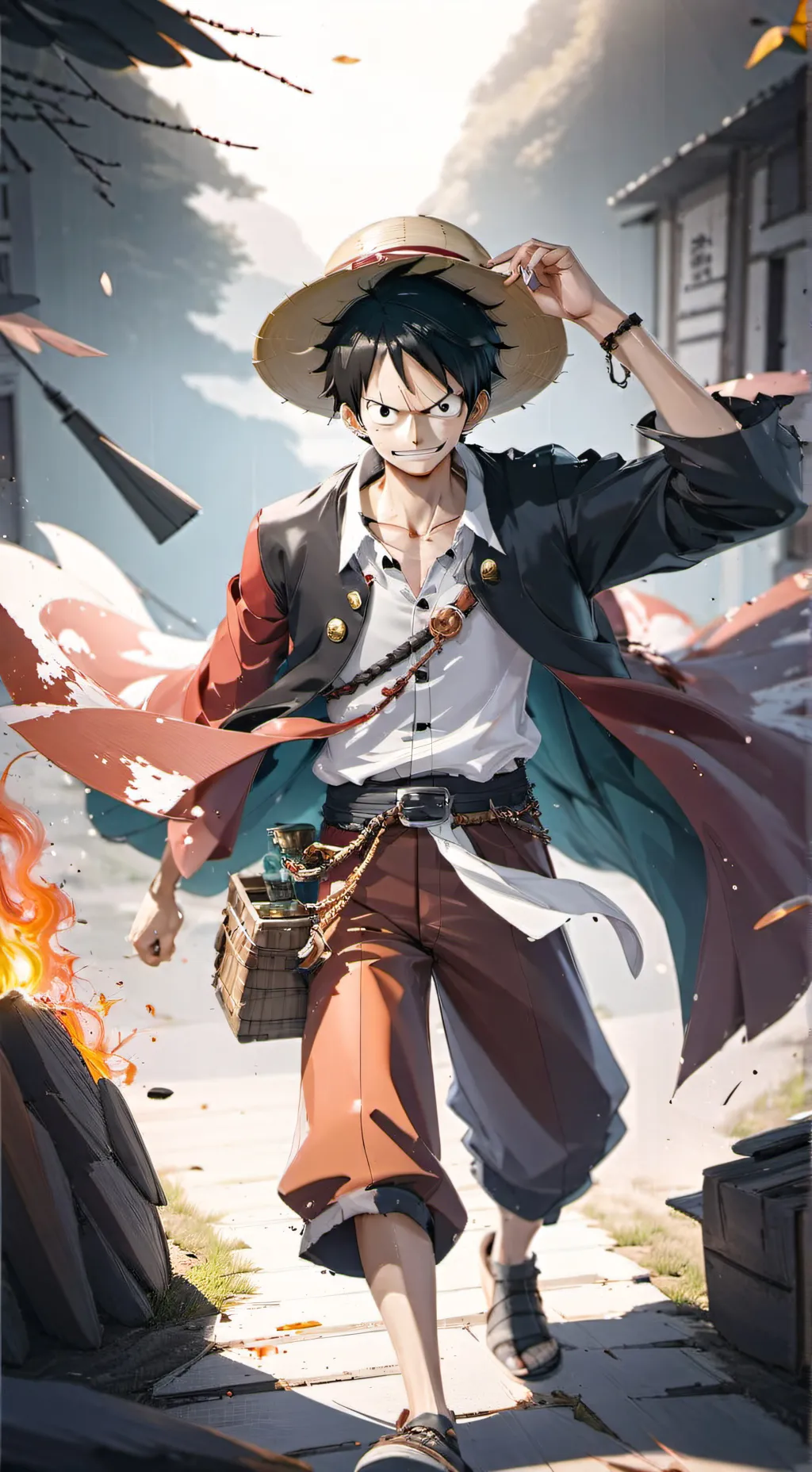 ai character: Monkey. D. Luffy background