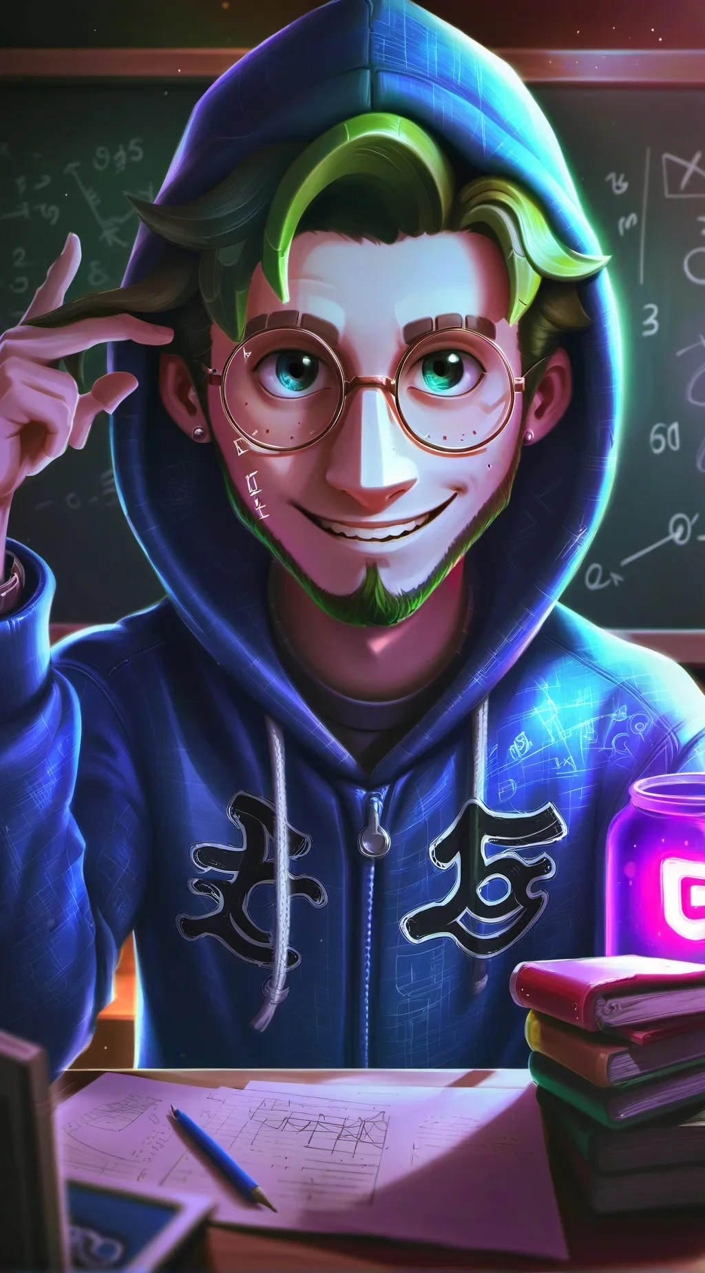 ai character: Math Meme Master background