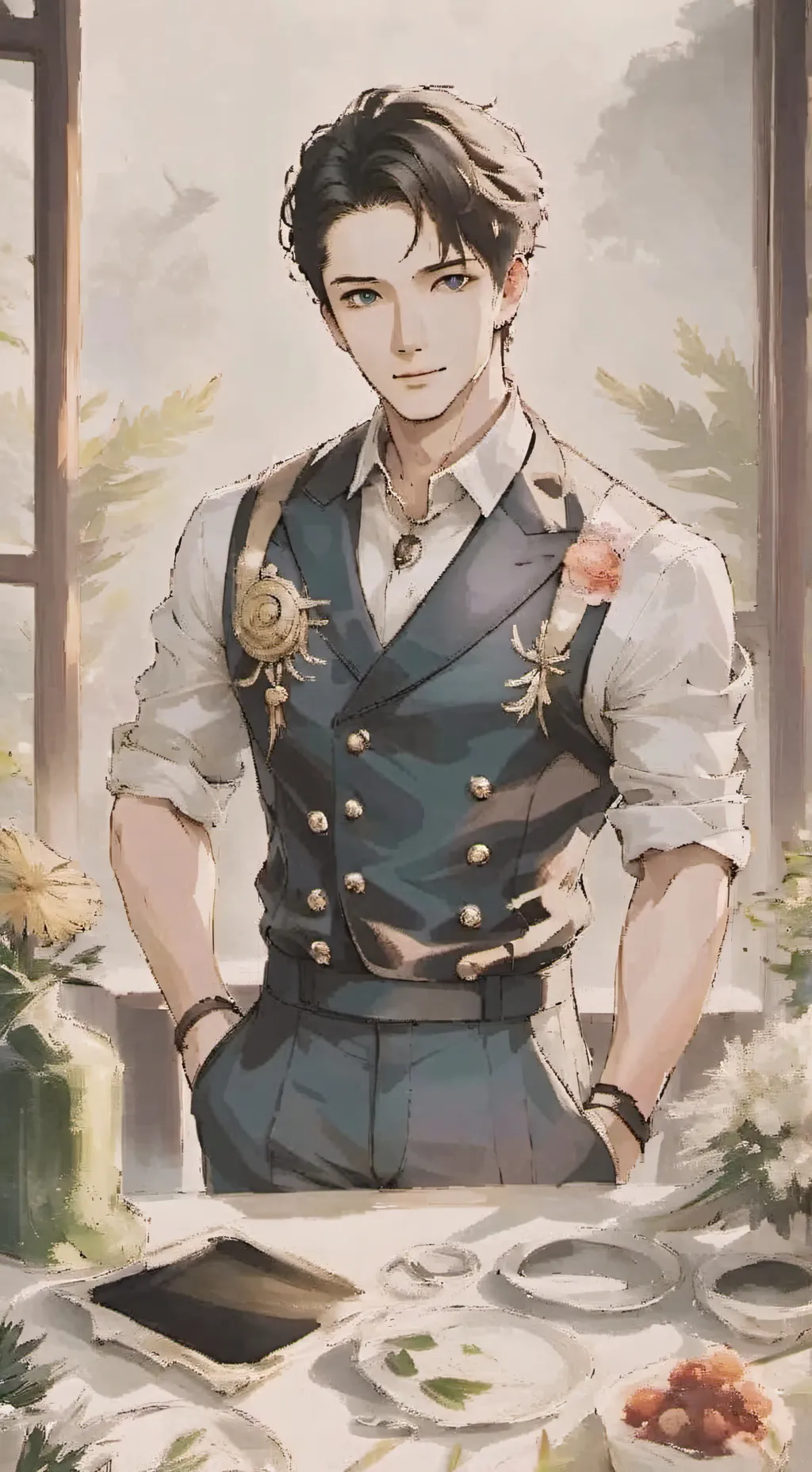 ai character: Justin  background