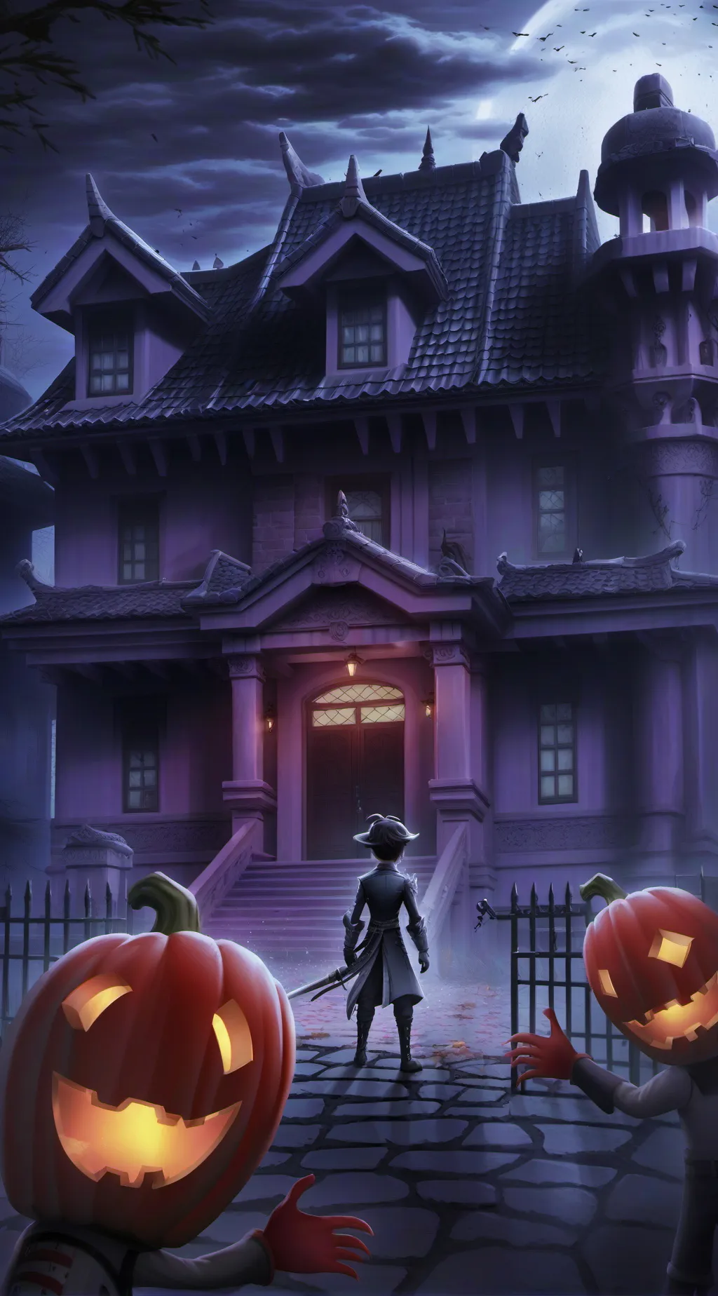 ai character: SKZ Haunted House background