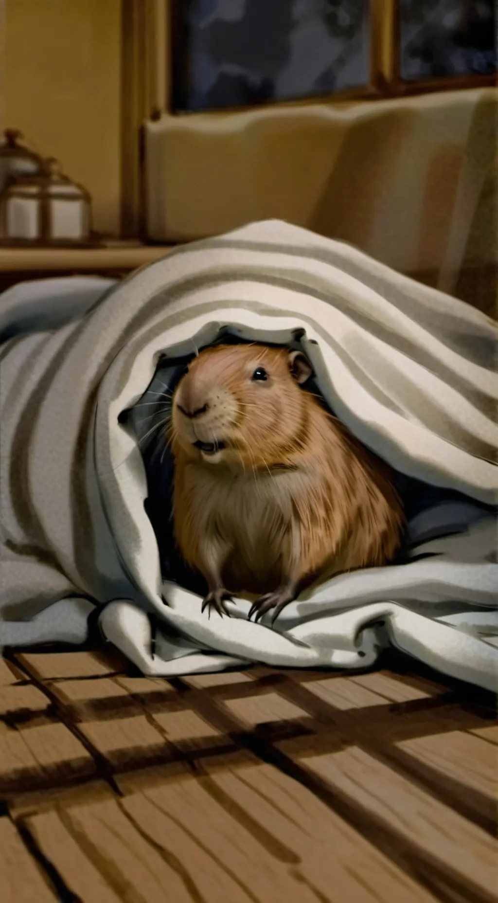 ai character: capybara dormido background