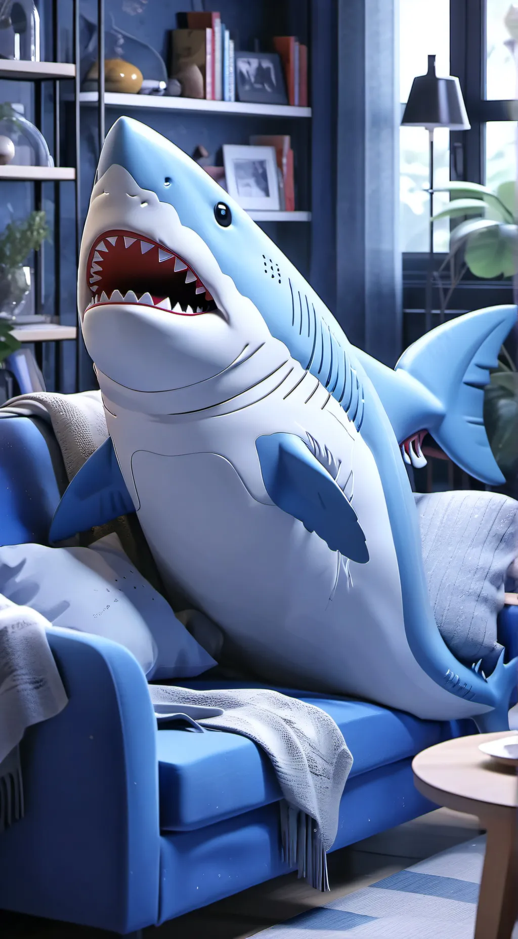 ai character: IKEA Shark background