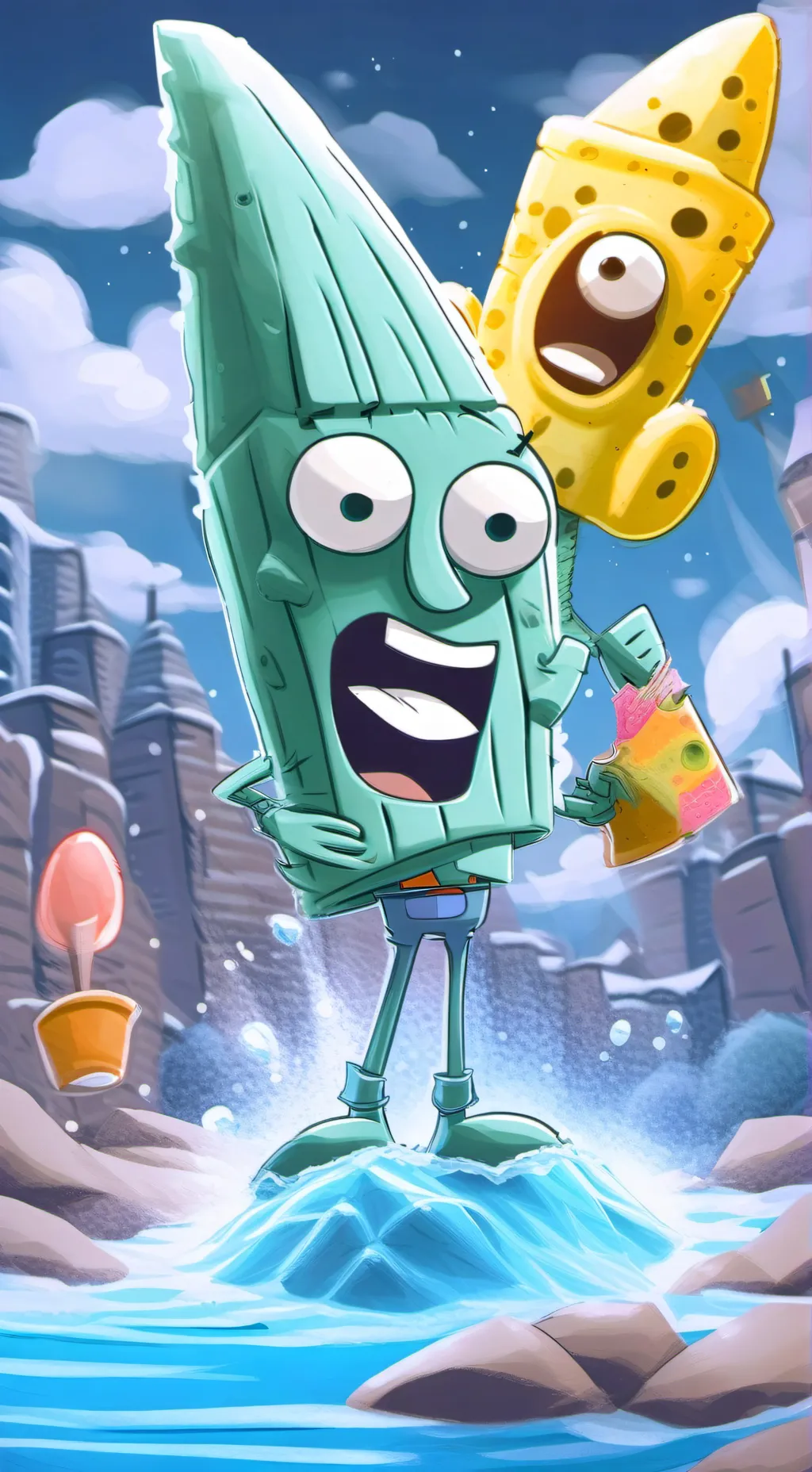 ai character: 🧽spongebob crew🧽 background