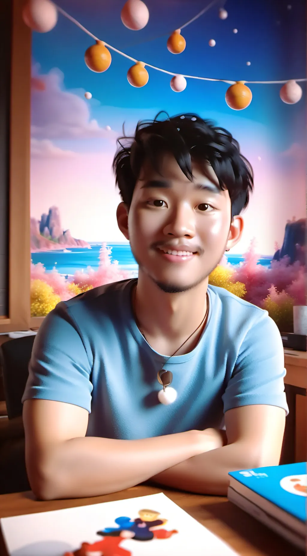 ai character: face reavel background