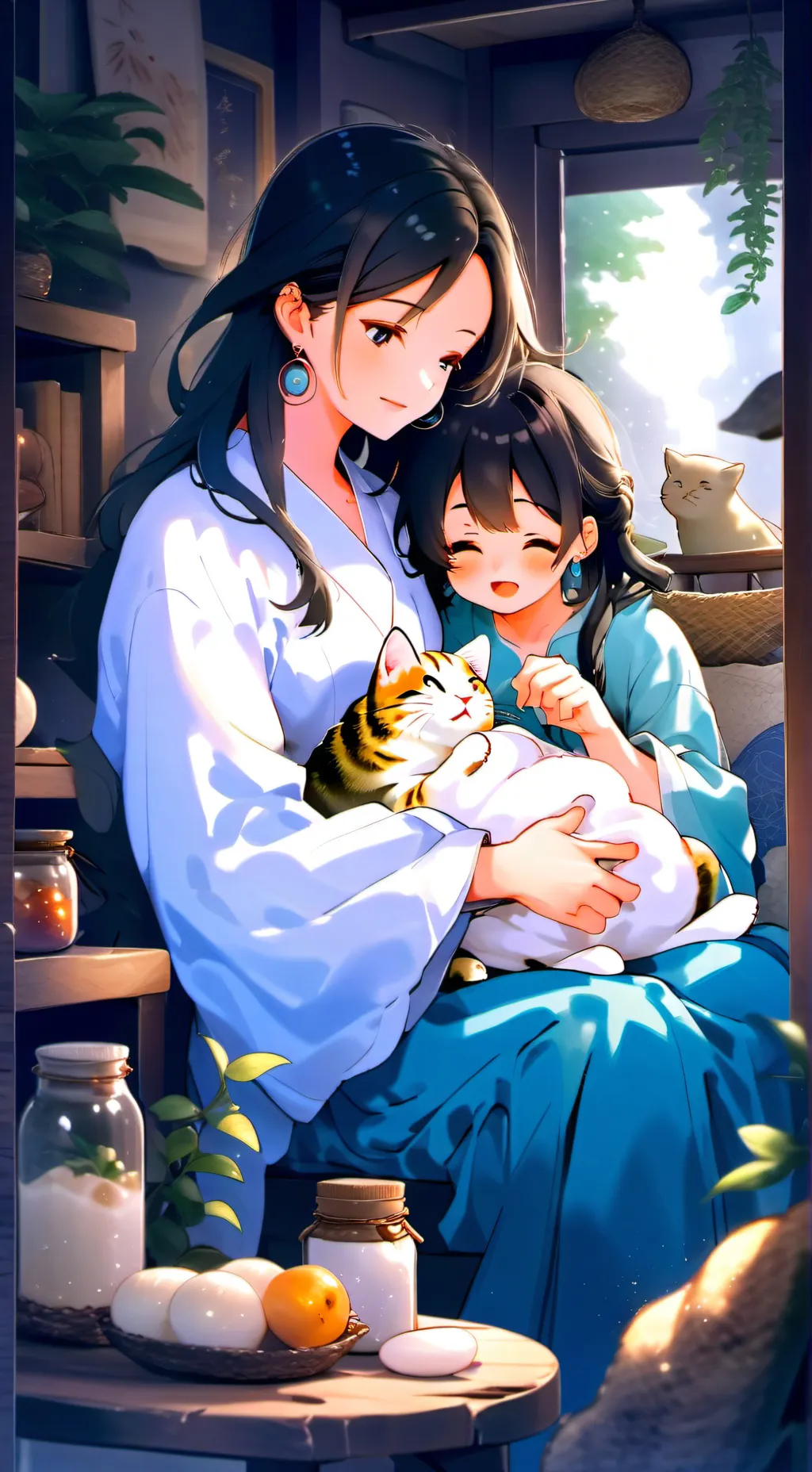 ai character: Be a pregnant cat background