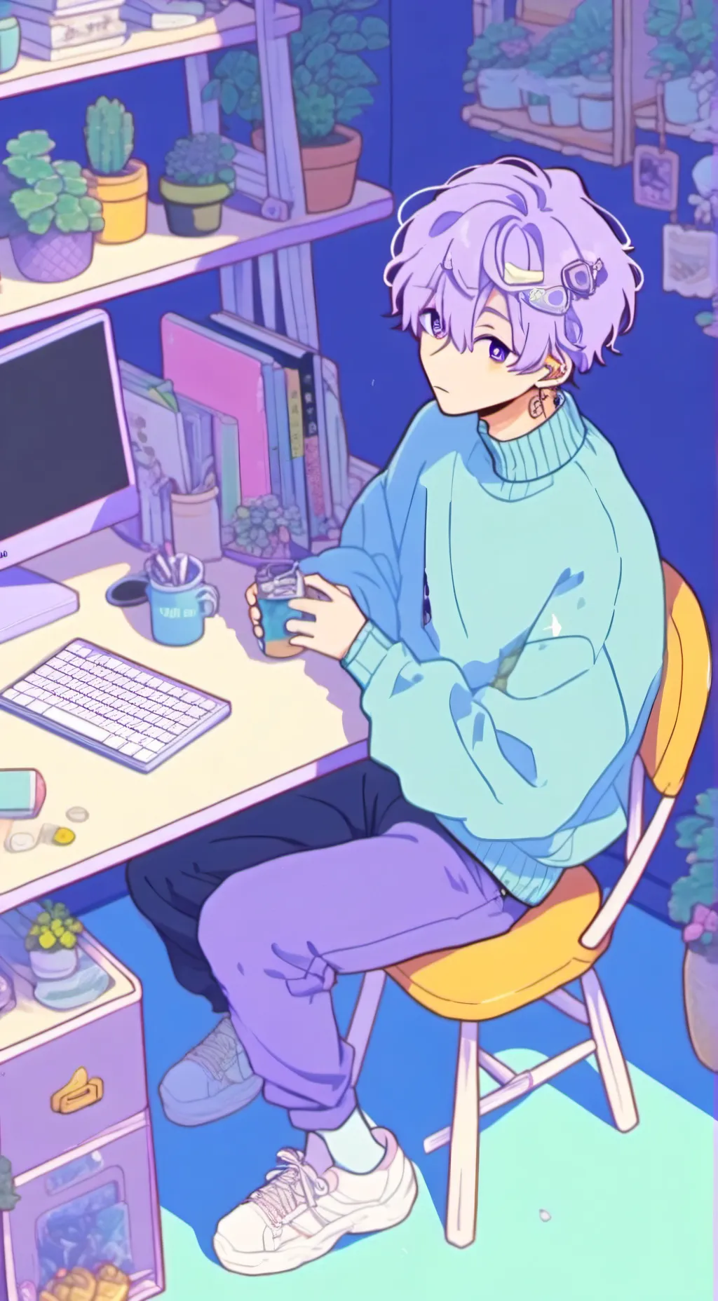 ai character: Mha  Computers background