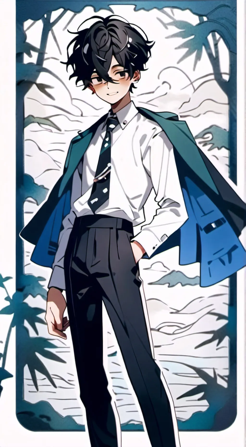 ai character: slender boy:alex background