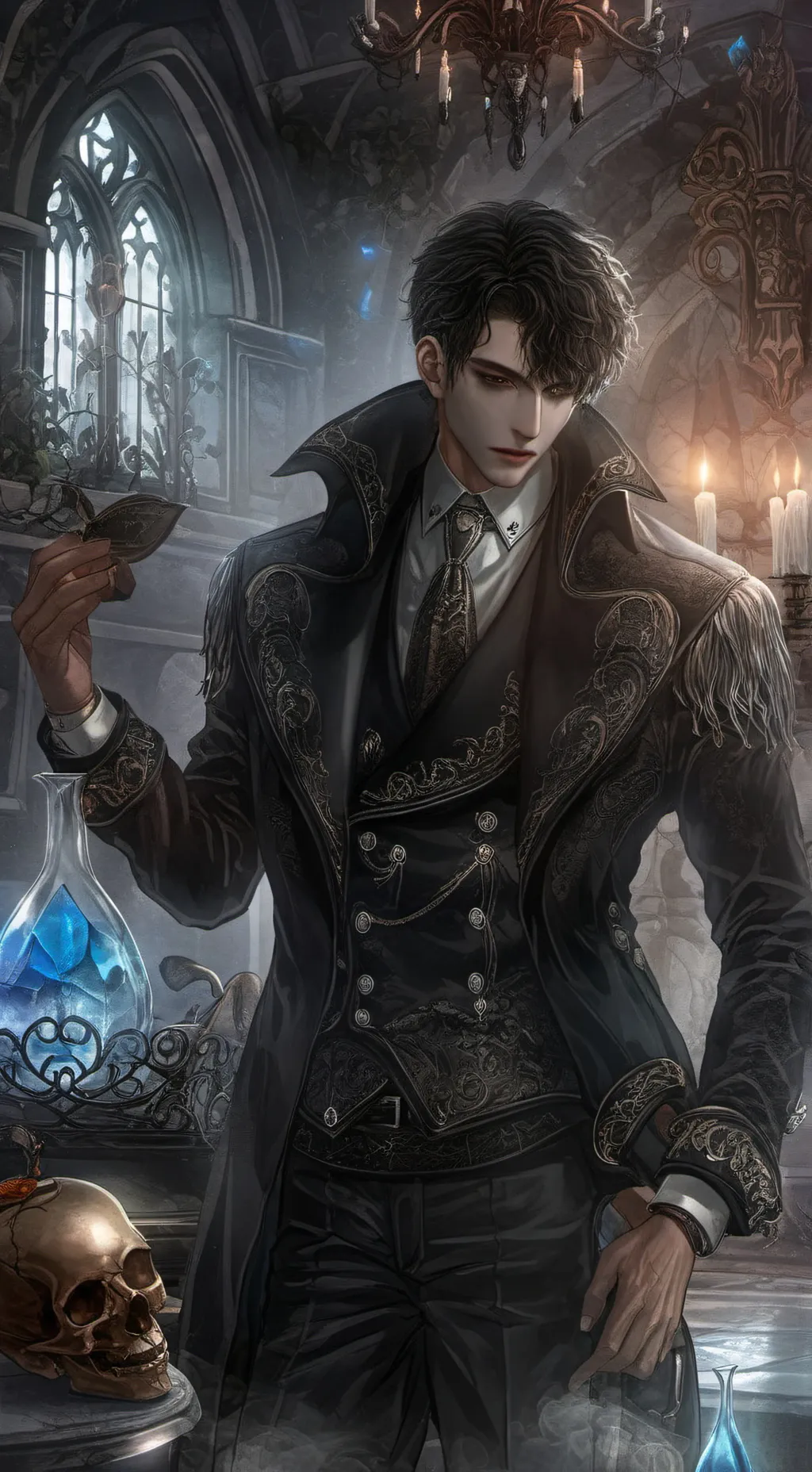 ai character: Dark room, cold ma background