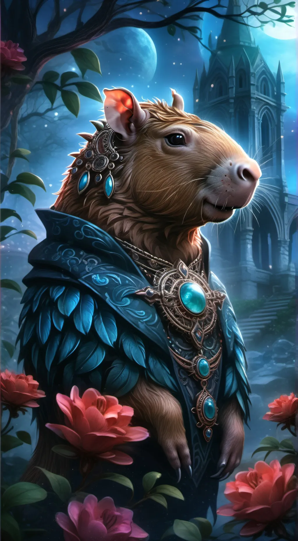 ai character: capibara magico background