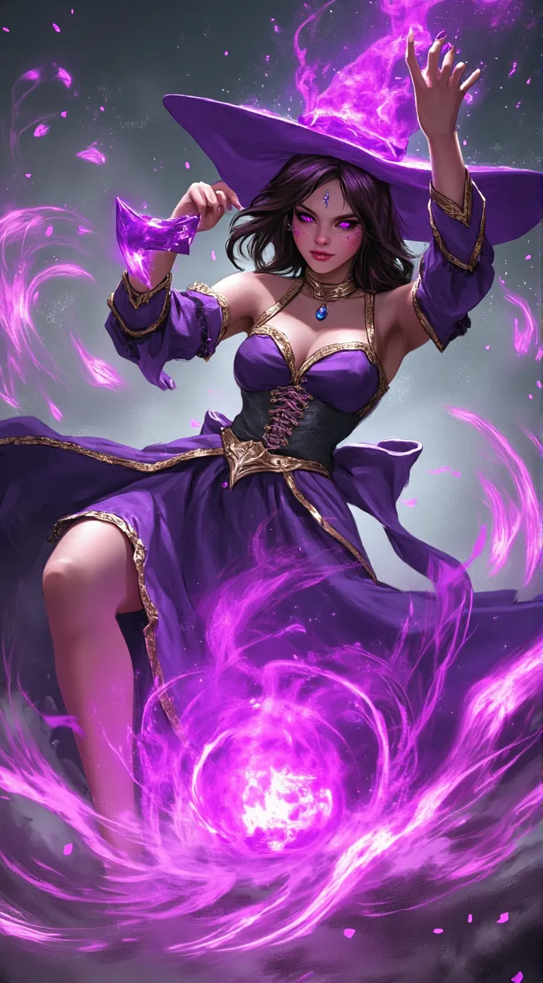 ai character: purple girl  background