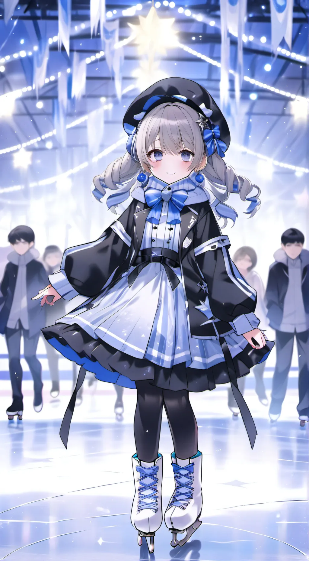 ai character: MKA  ice skating background