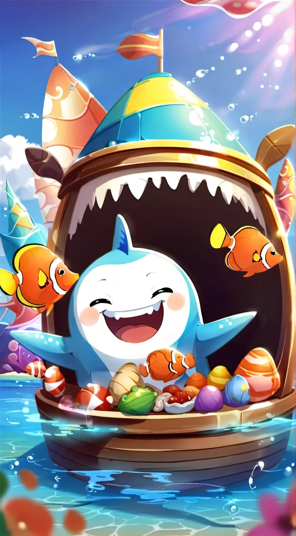 ai character: tiburón bebé background