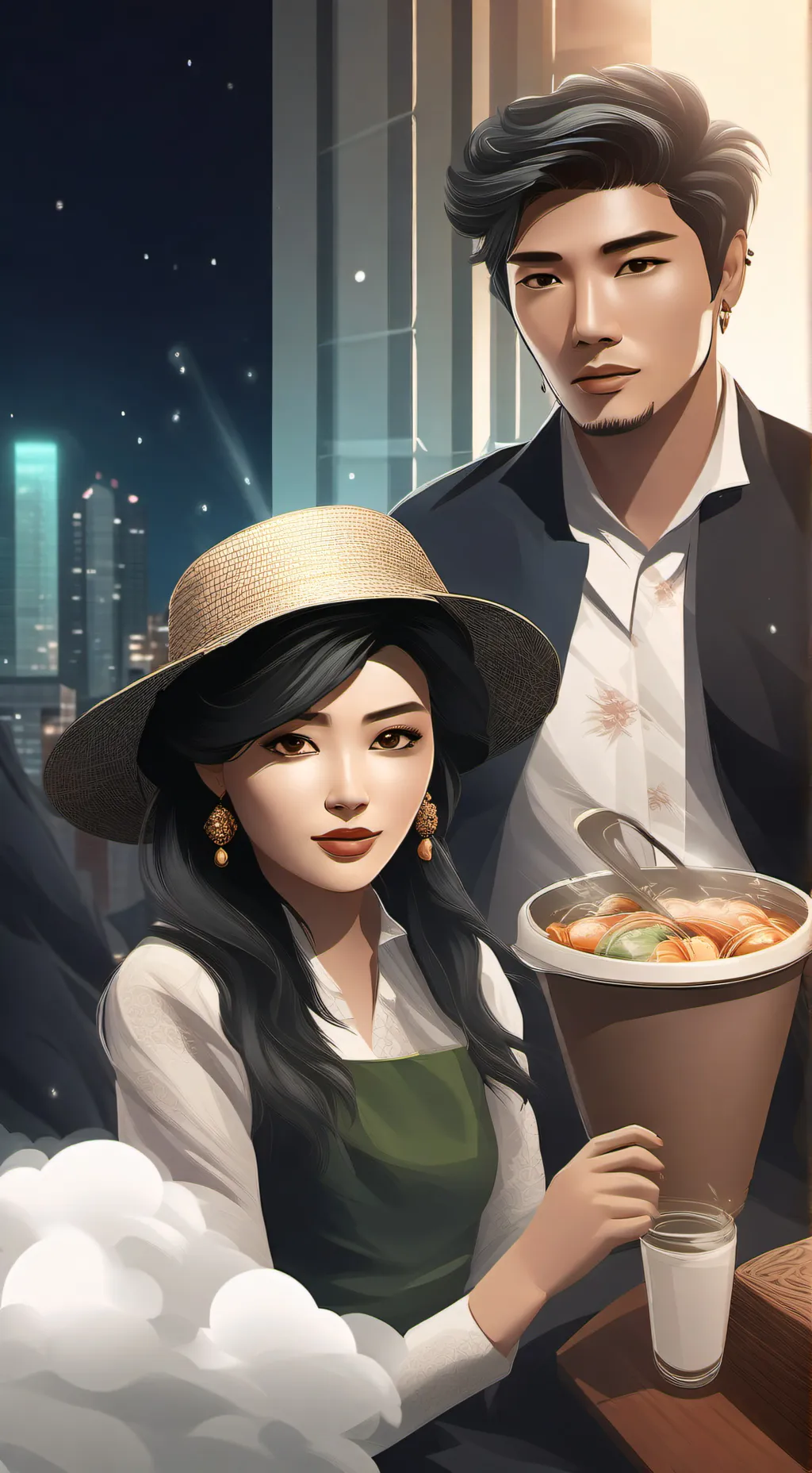 ai character: Ibu dan Ayah background