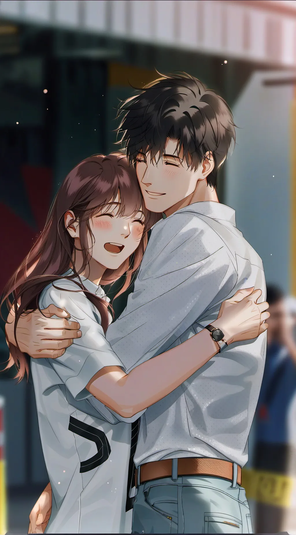 ai character: Jake and Emily  background