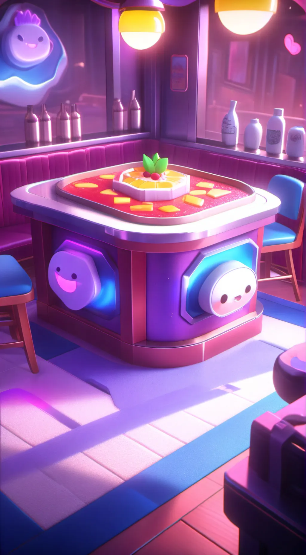 ai character: Kawaii restaurant  background