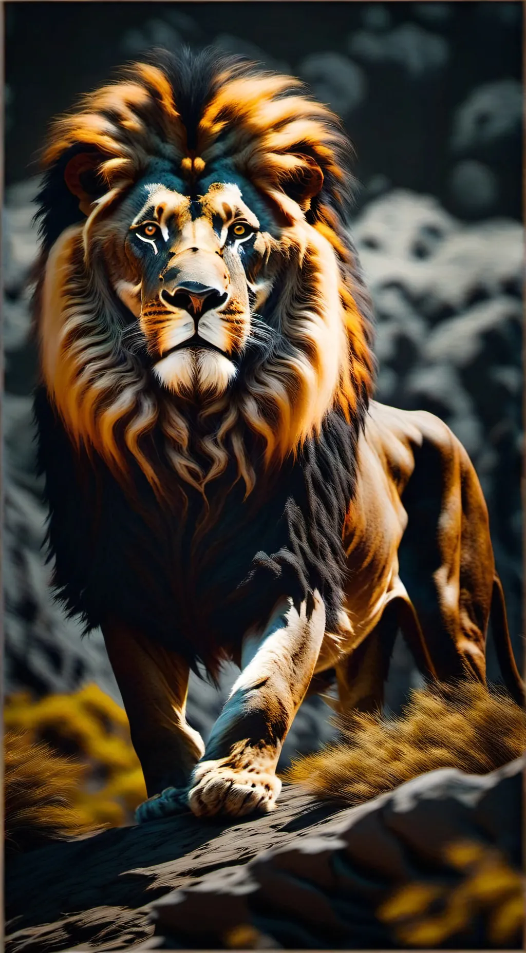 ai character: Hungry Lion background