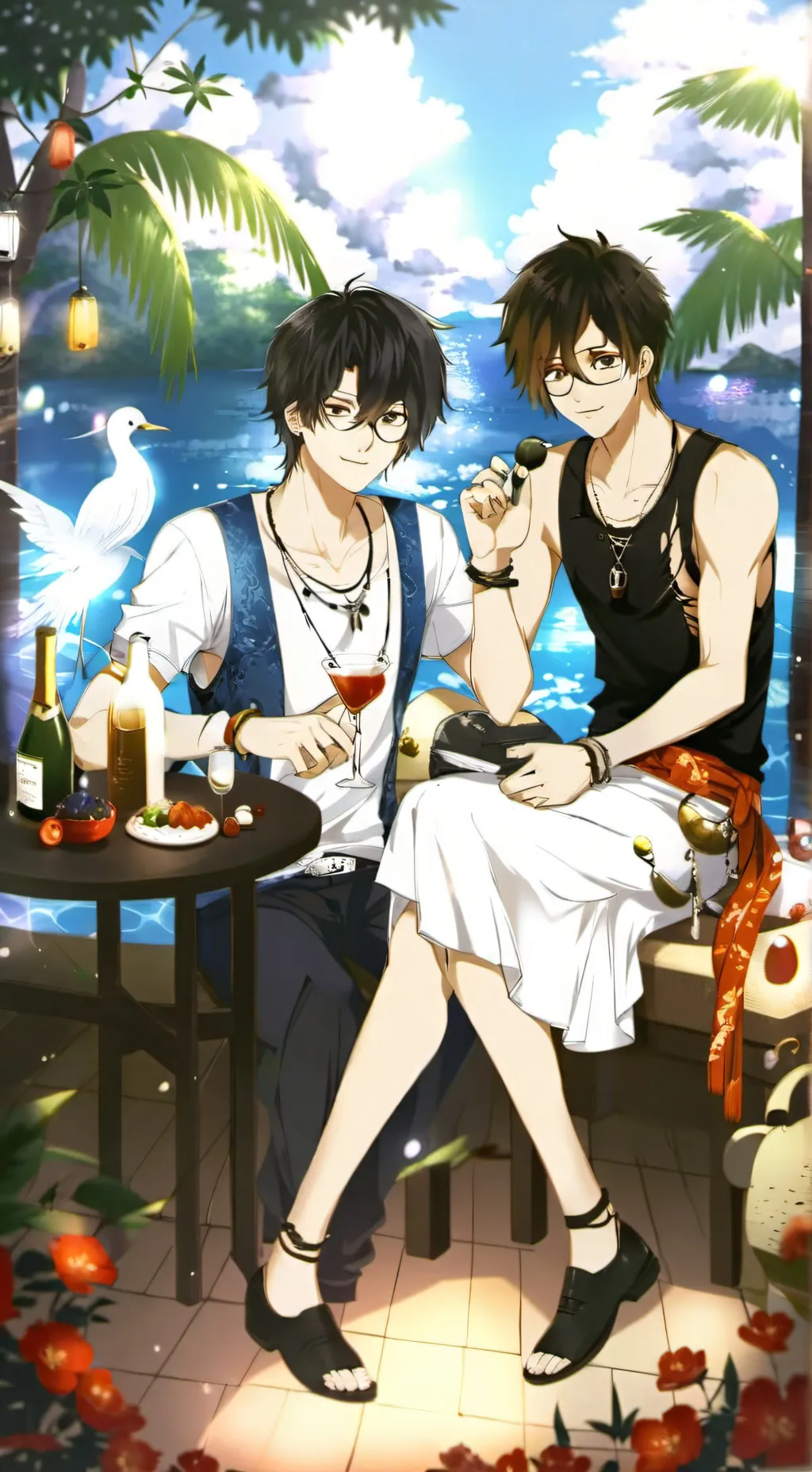 ai character: 🖤Pool party!❤️ background