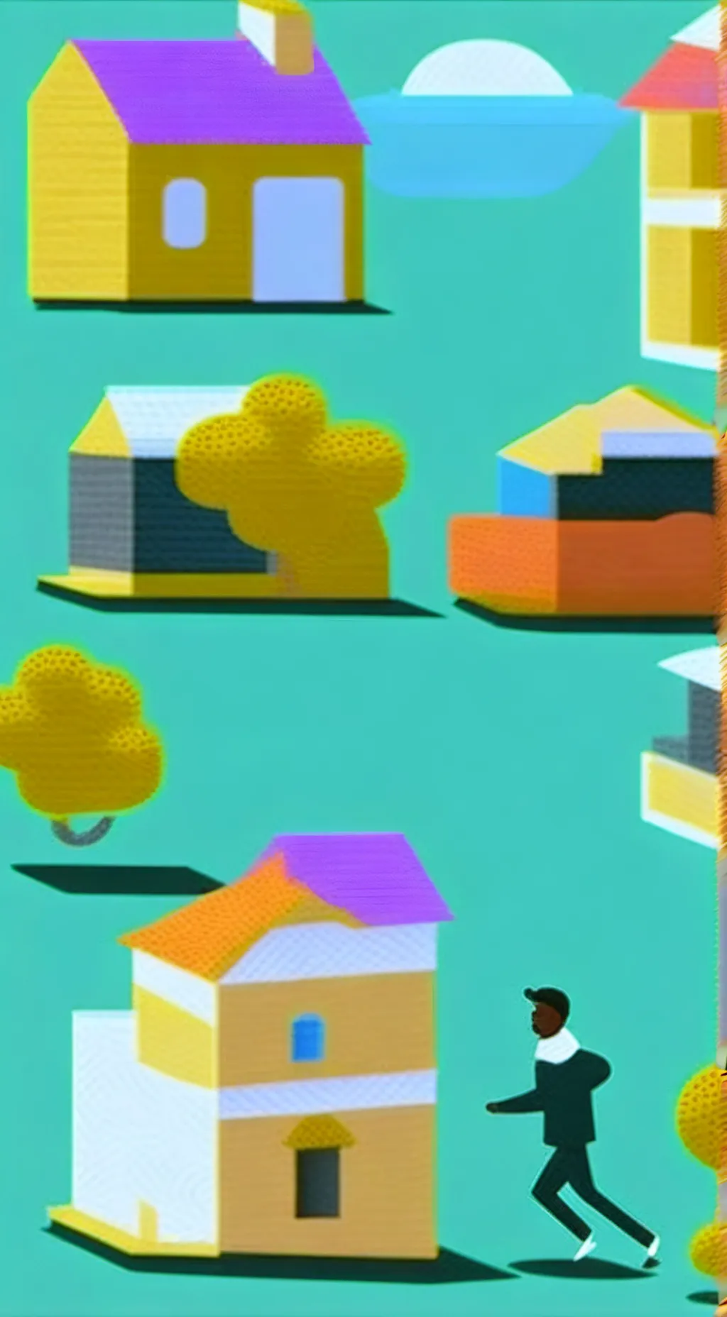 ai character: sprunki village background