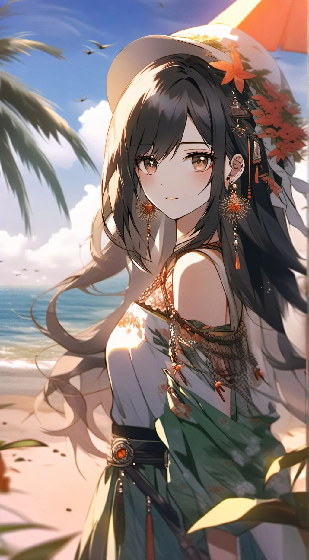 ai character: Beach day!! background