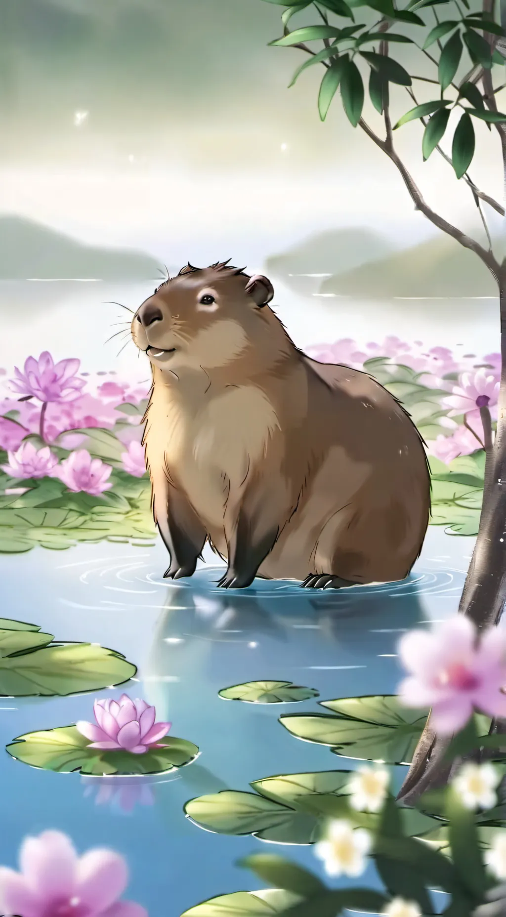 ai character: capybara enojado😡 background