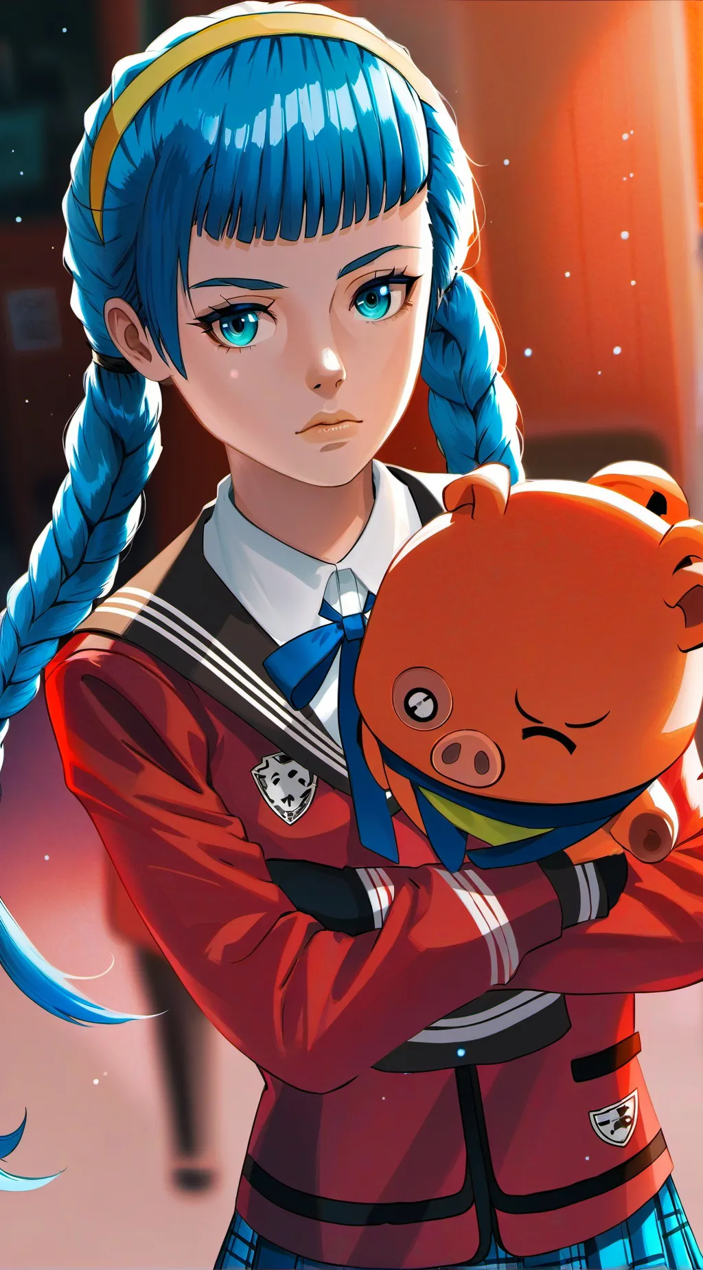 ai character: Cyan Pigtails Rival background