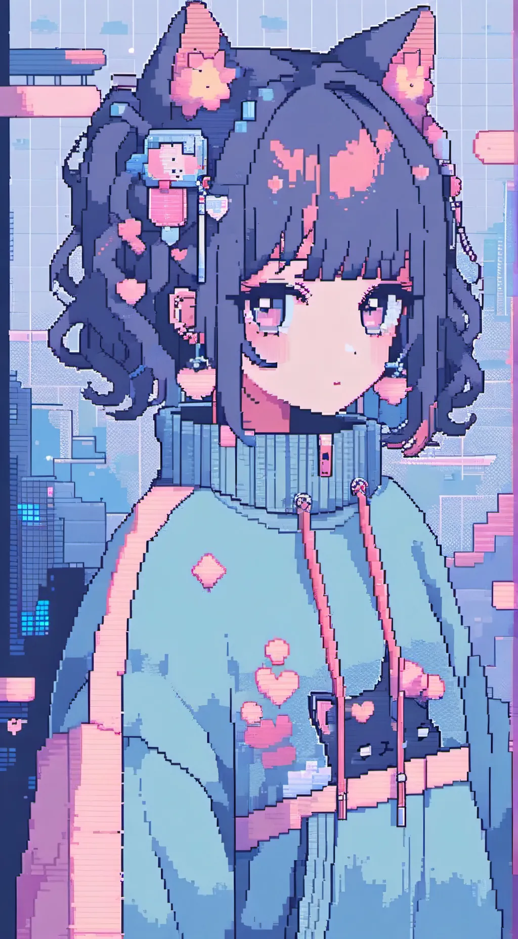 ai character: Pixel Girl  background