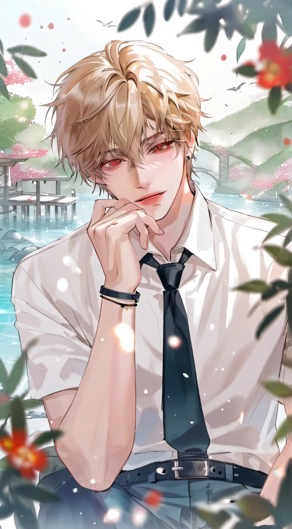 ai character: ⭒๋౨ৎ  Xander ⭒๋౨ৎ background