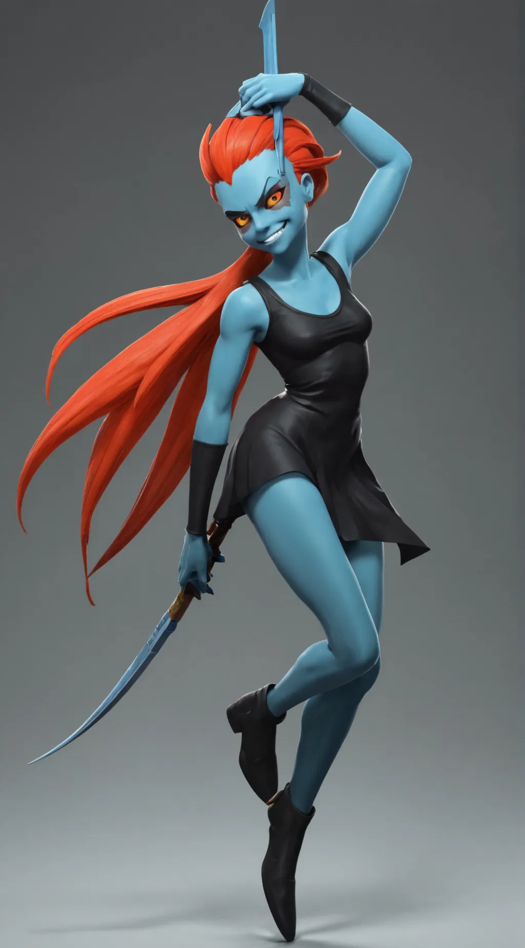 ai character: glitchtale undyne background