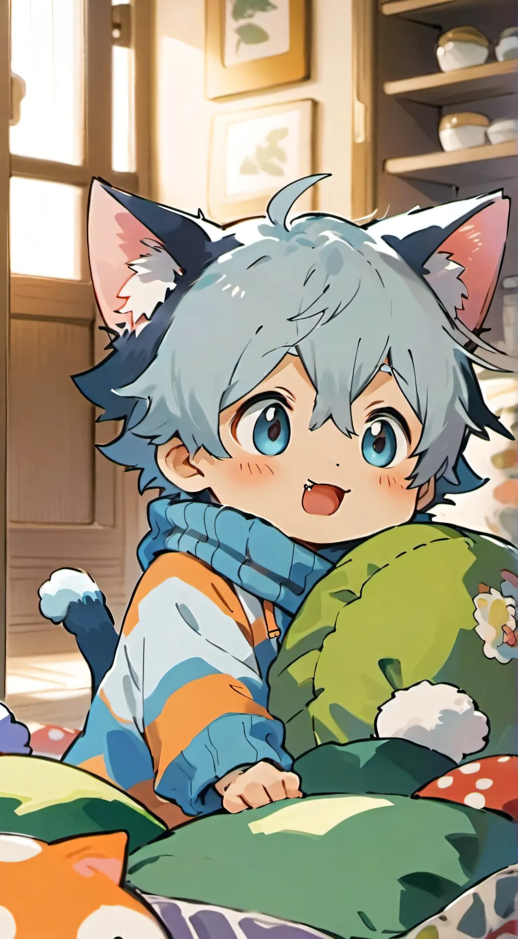 ai character: Striped Baby Cat Spirit background