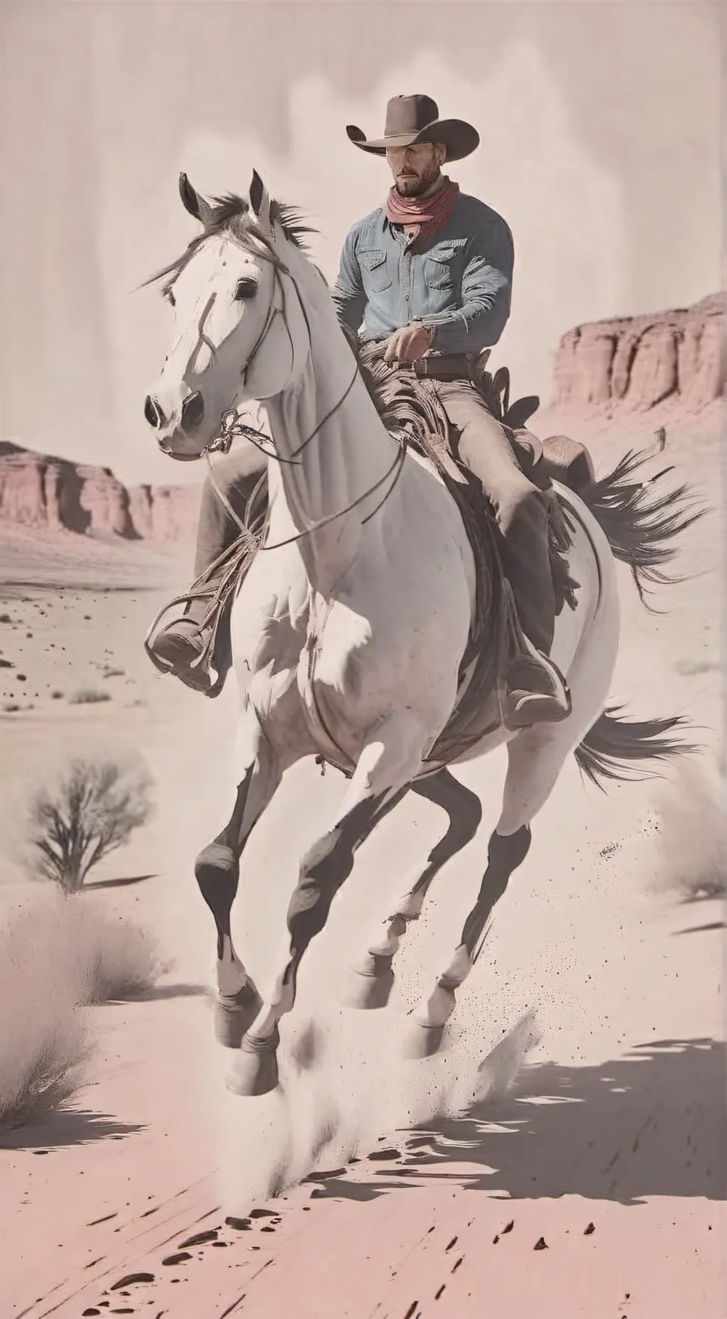 ai character: Cowboy horse life background