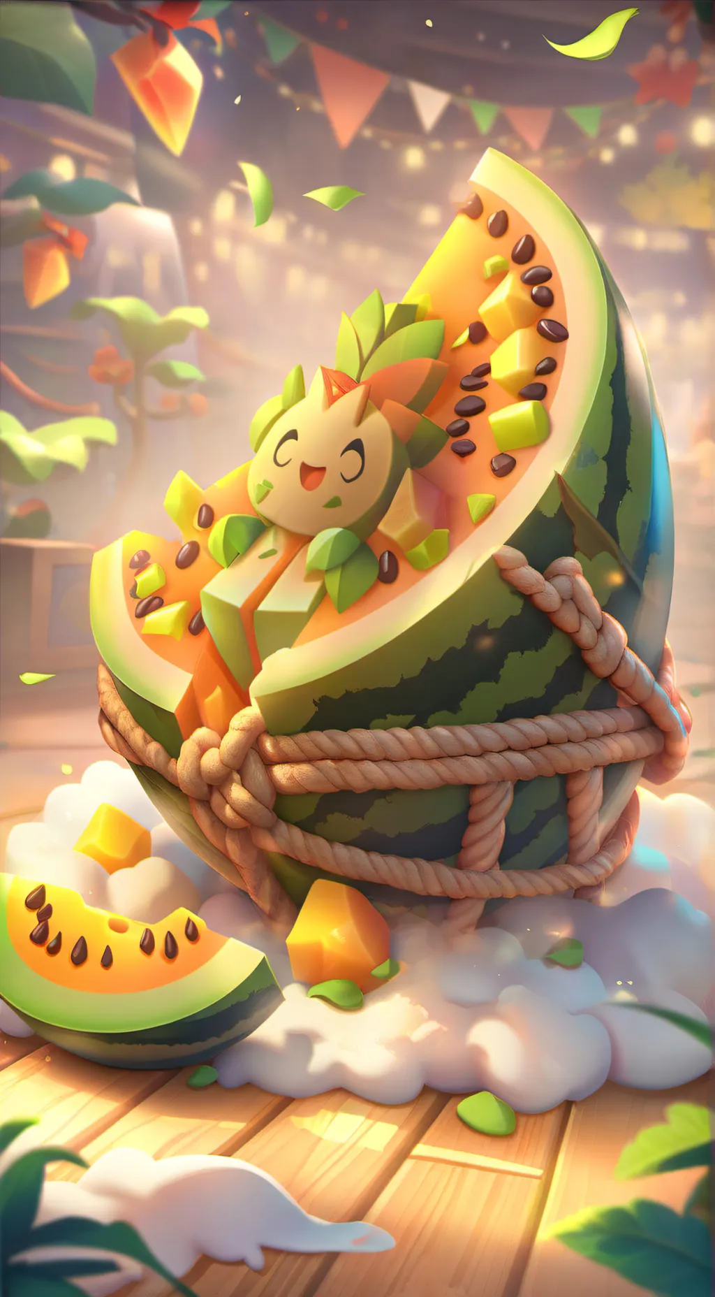 ai character: Circle  melon background